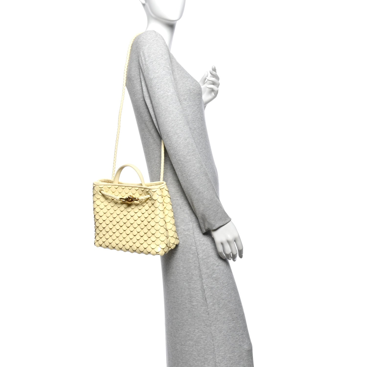 Patent Calfskin Fish Scale Small Andiamo Shoulder Bag Chamomile — view 2