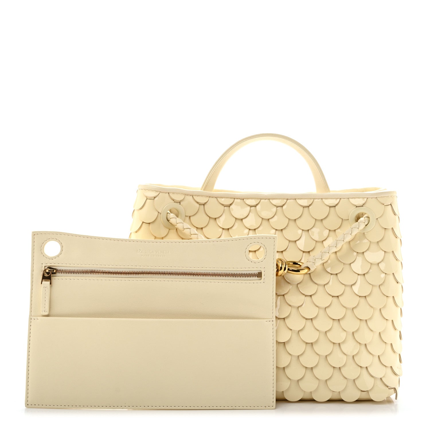 Patent Calfskin Fish Scale Small Andiamo Shoulder Bag Chamomile — view 3