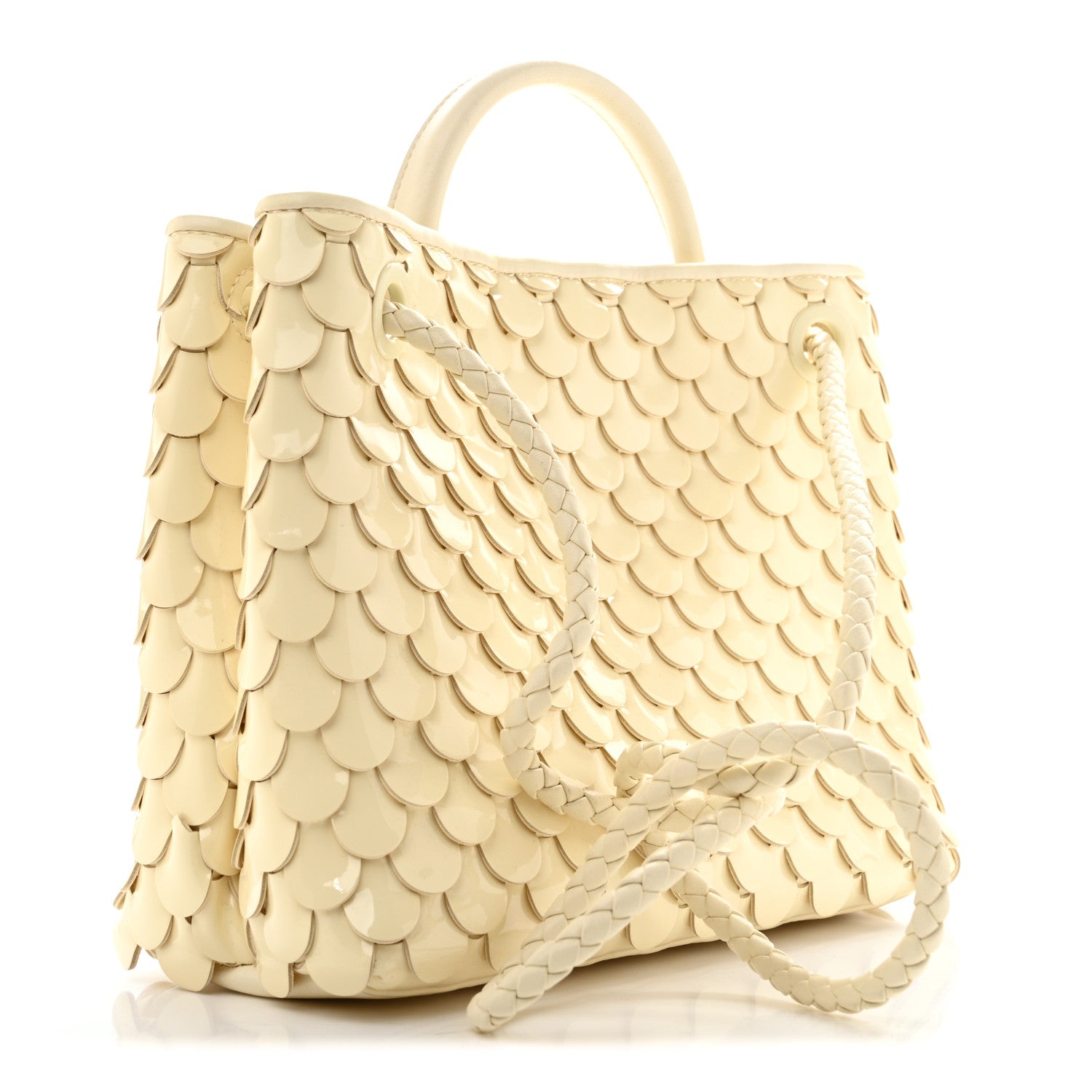 Patent Calfskin Fish Scale Small Andiamo Shoulder Bag Chamomile — view 4