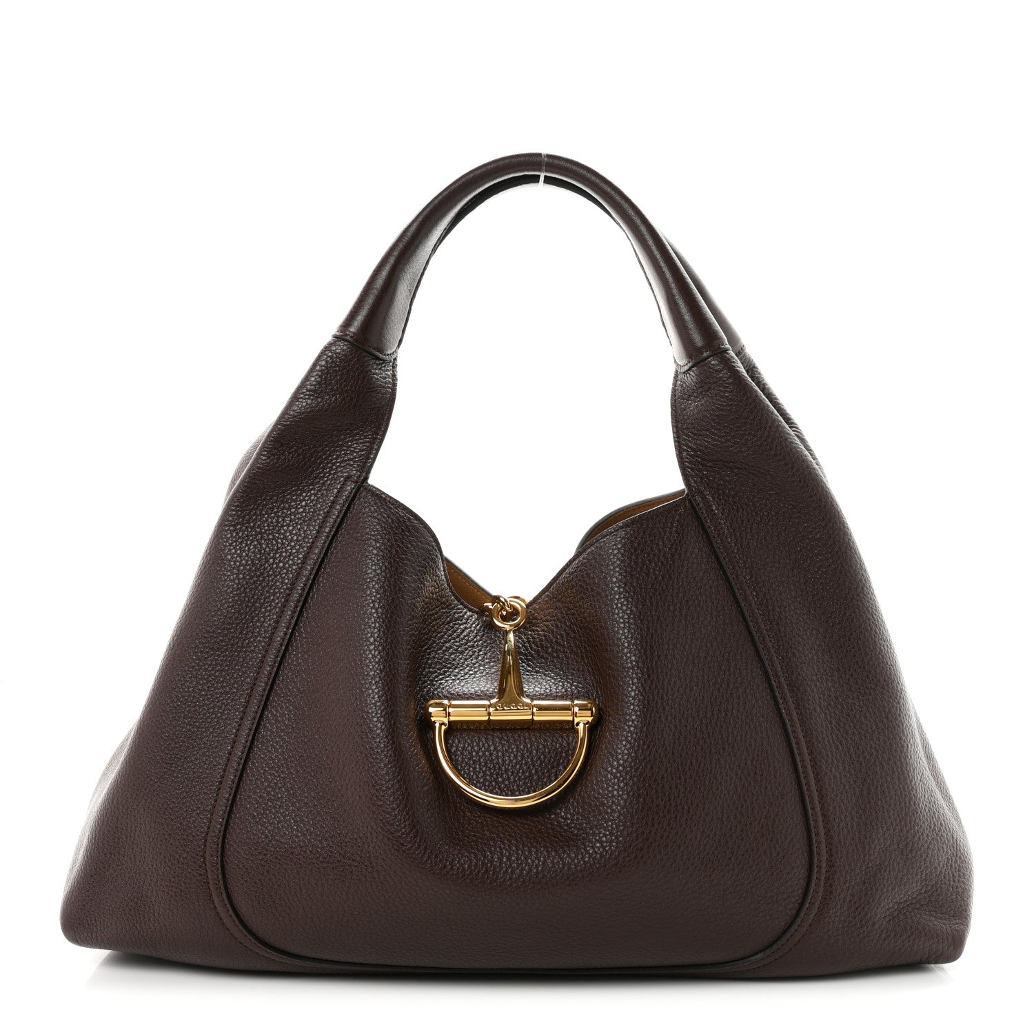 Grained Calfskin Softbit Maxi Shoulder Bag Dark Brown