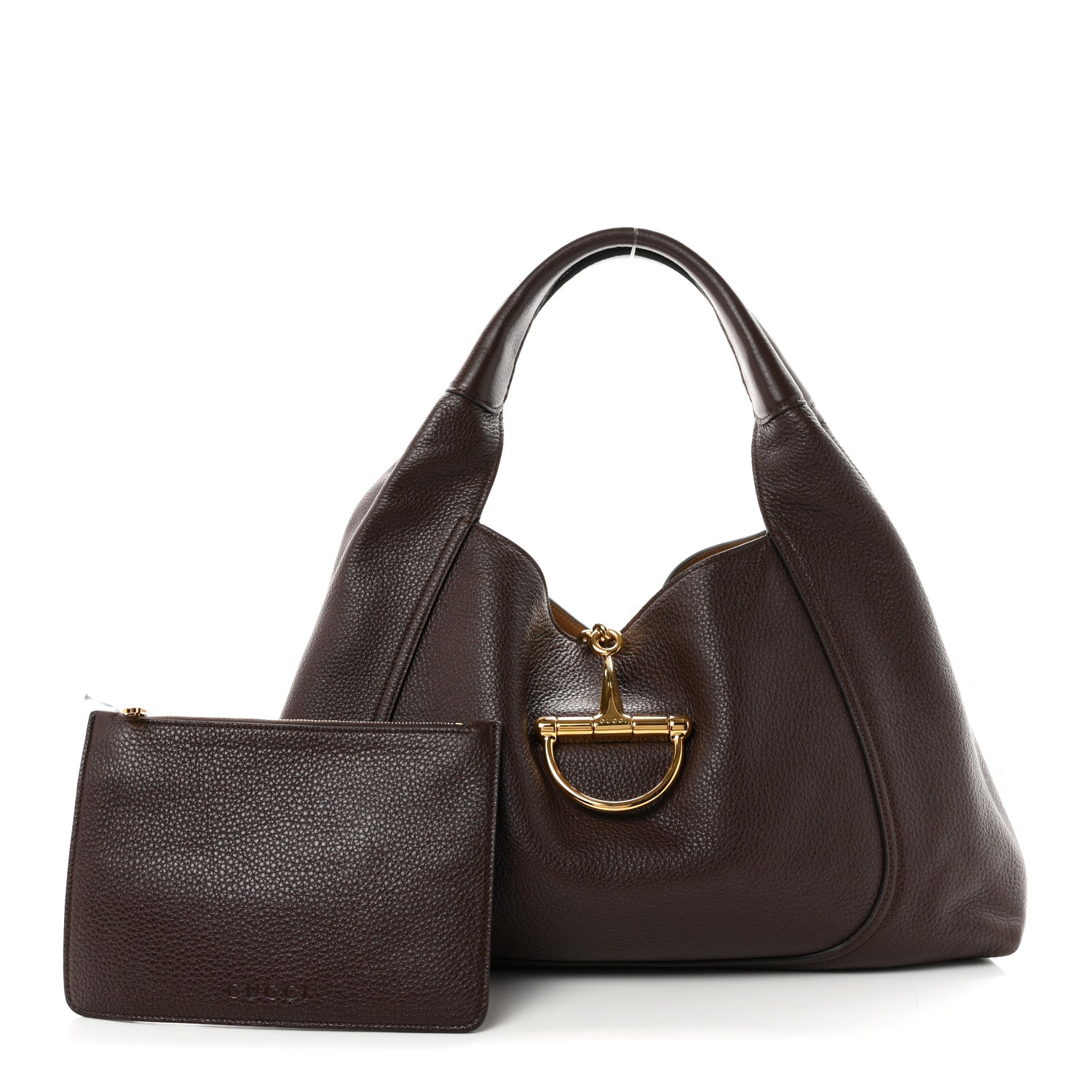 Grained Calfskin Softbit Maxi Shoulder Bag Dark Brown — view 3