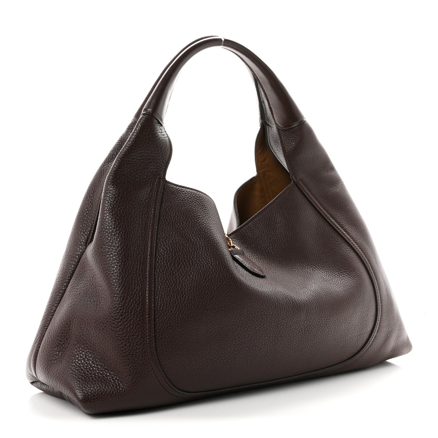 Grained Calfskin Softbit Maxi Shoulder Bag Dark Brown — view 4