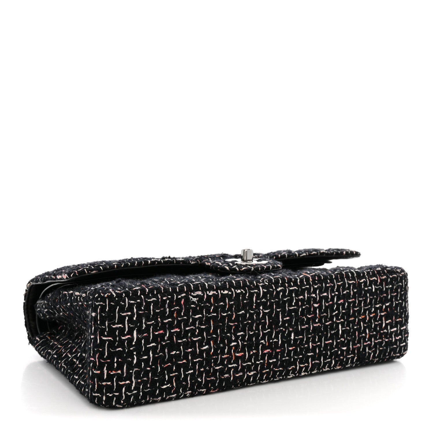 Tweed Quilted Medium Double Flap Black — view 4