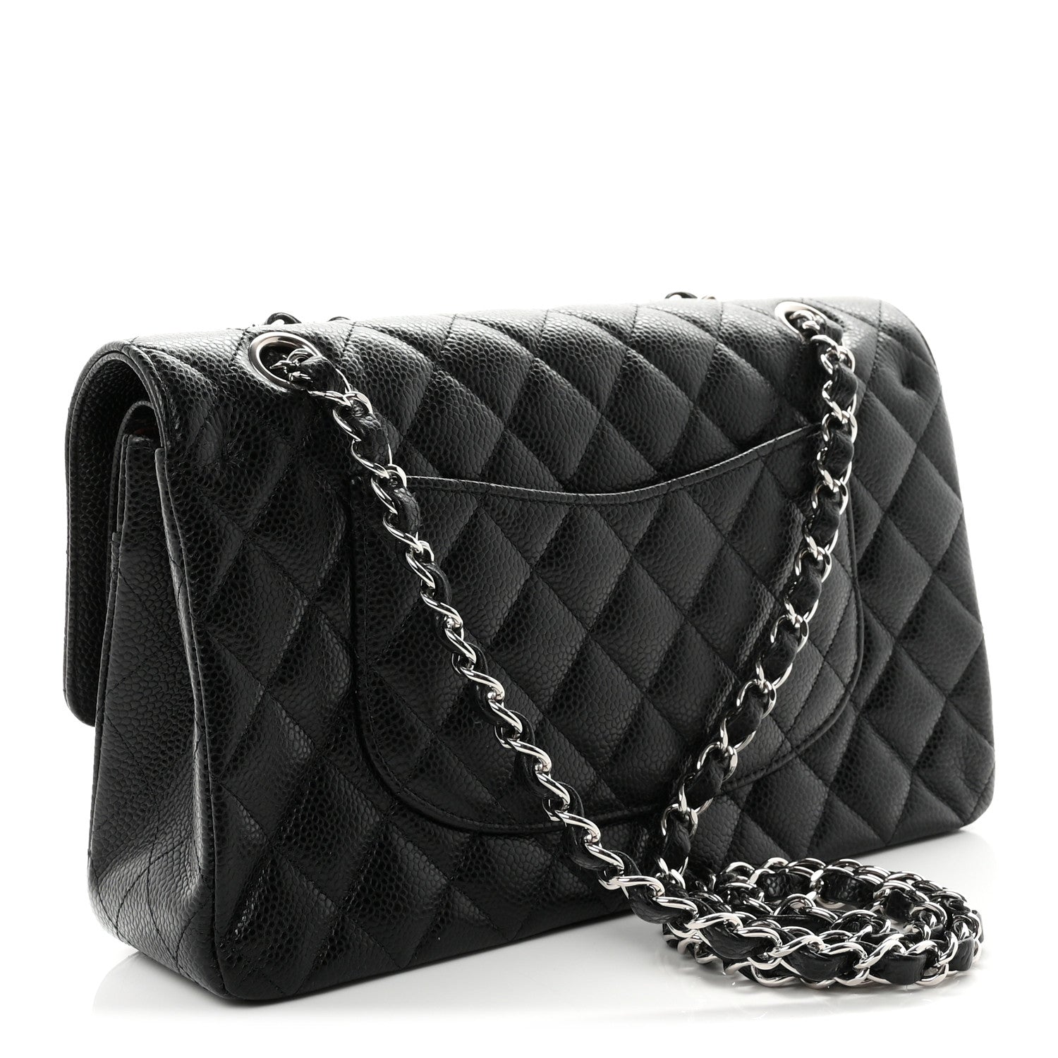 Caviar Quilted Medium Double Flap Black — view 3