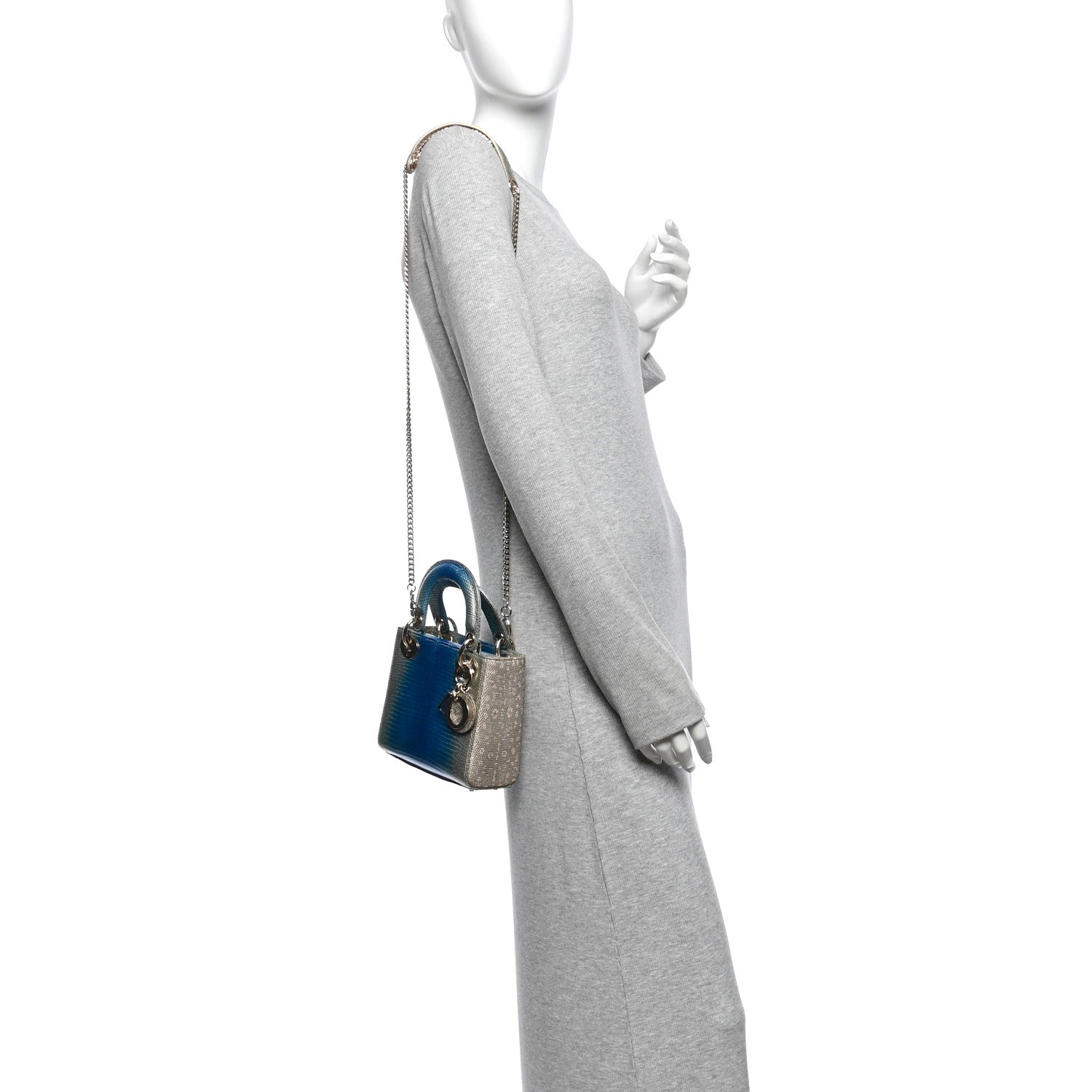 Lizard Gradient Mini Lady Dior Metal Blue — view 2