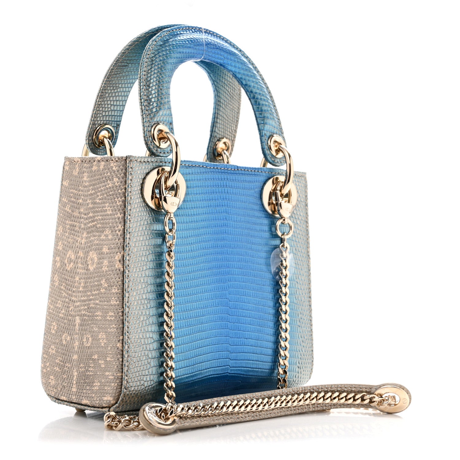 Lizard Gradient Mini Lady Dior Metal Blue — view 3