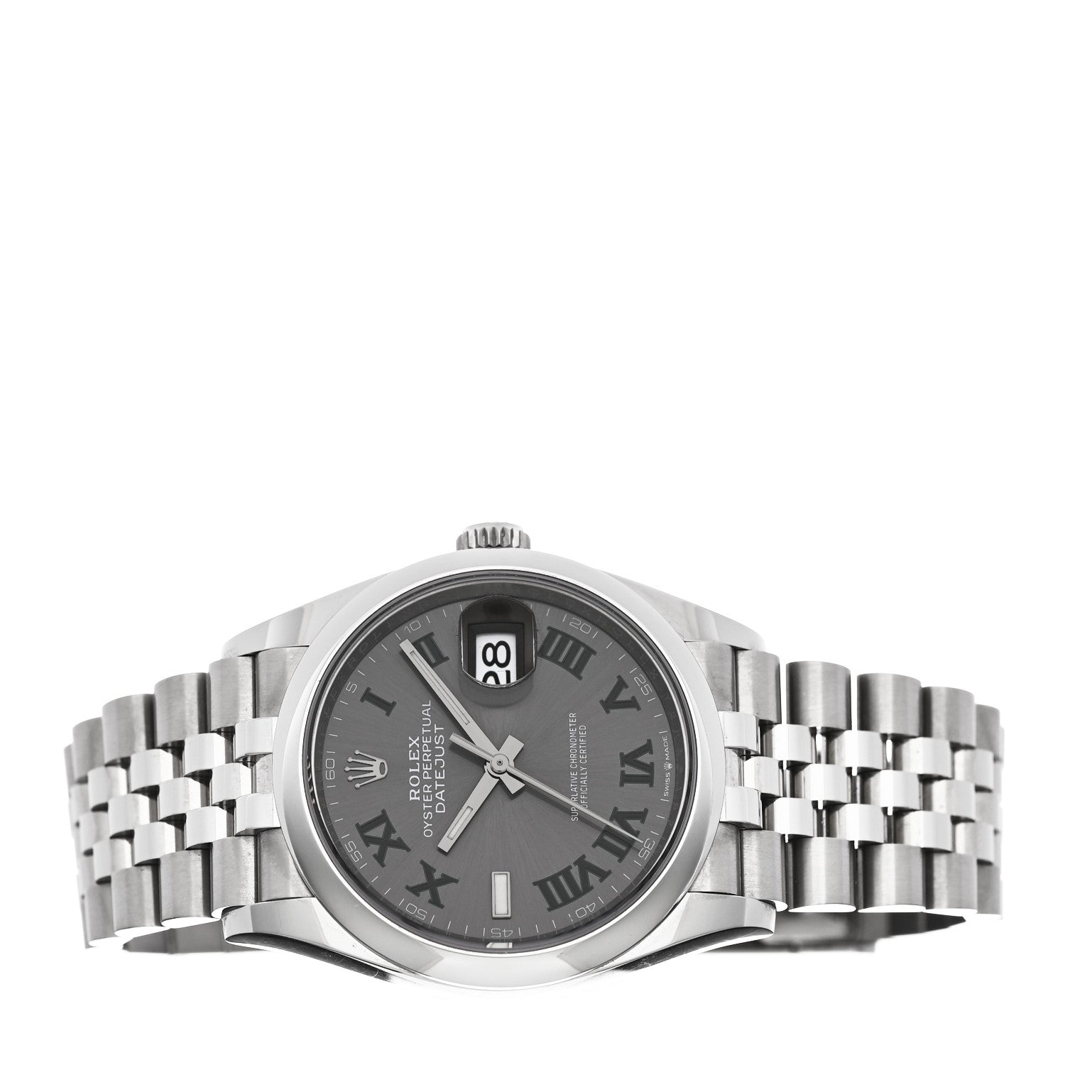 Stainless Steel 36mm Oyster Perpetual Wimbledon Datejust Watch Slate 126200 — view 2