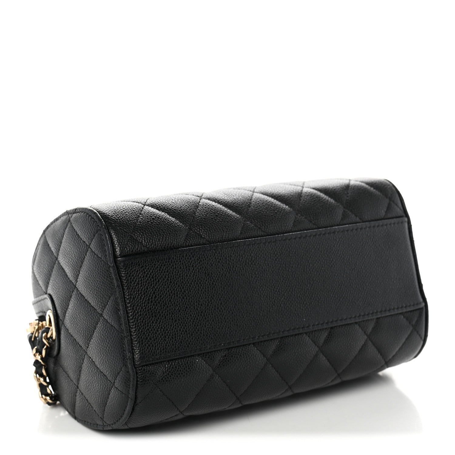 Caviar Quilted Barrel Clutch With Chain Black — view 4