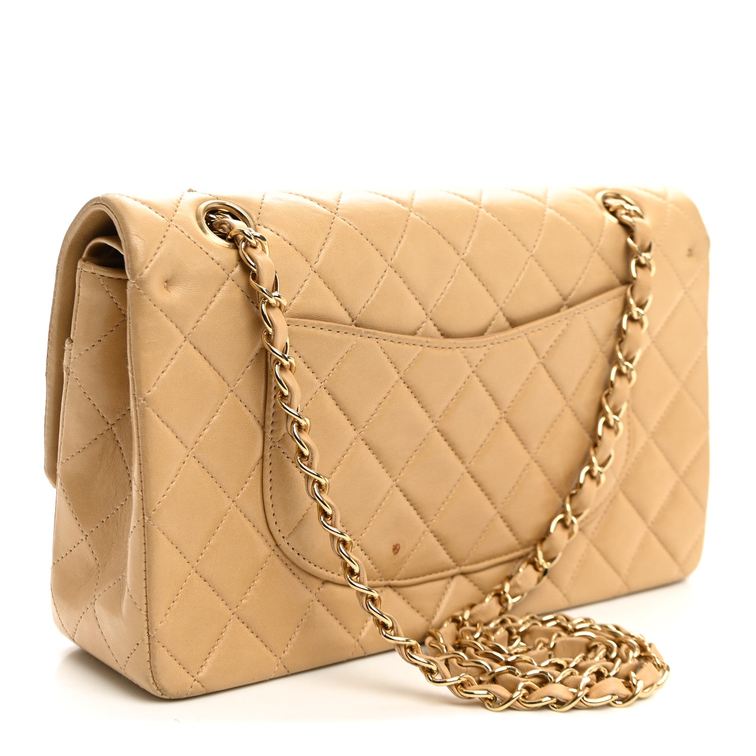 Lambskin Quilted Medium Double Flap Beige — view 3