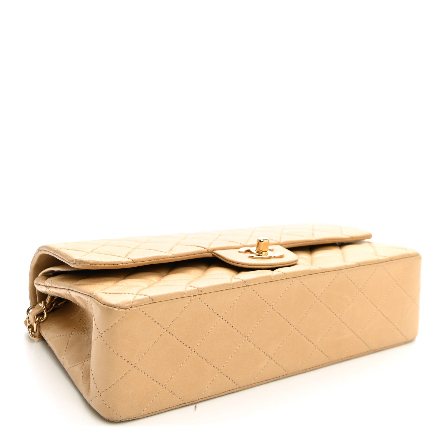 Lambskin Quilted Medium Double Flap Beige — view 4