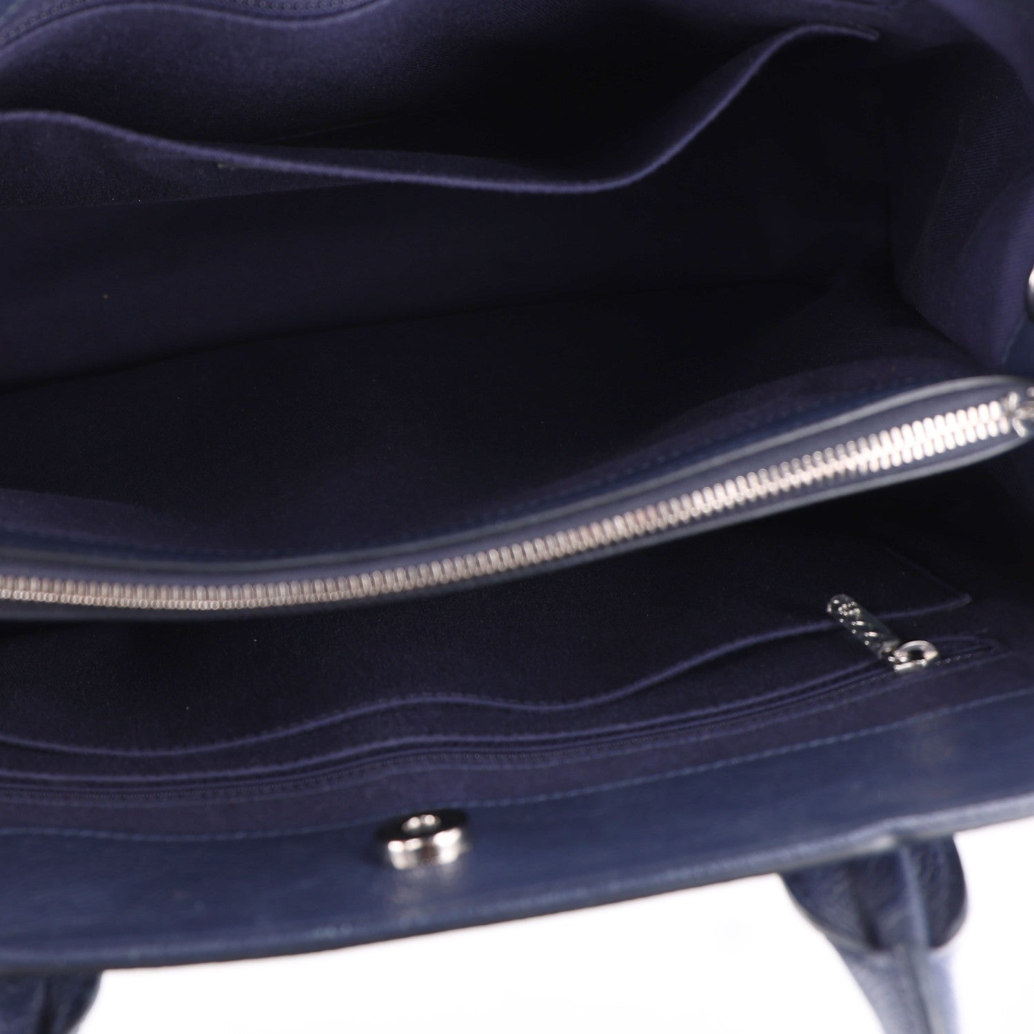 Grained Calfskin Large Neo Executive Shopper Tote Dark Blue — view 5