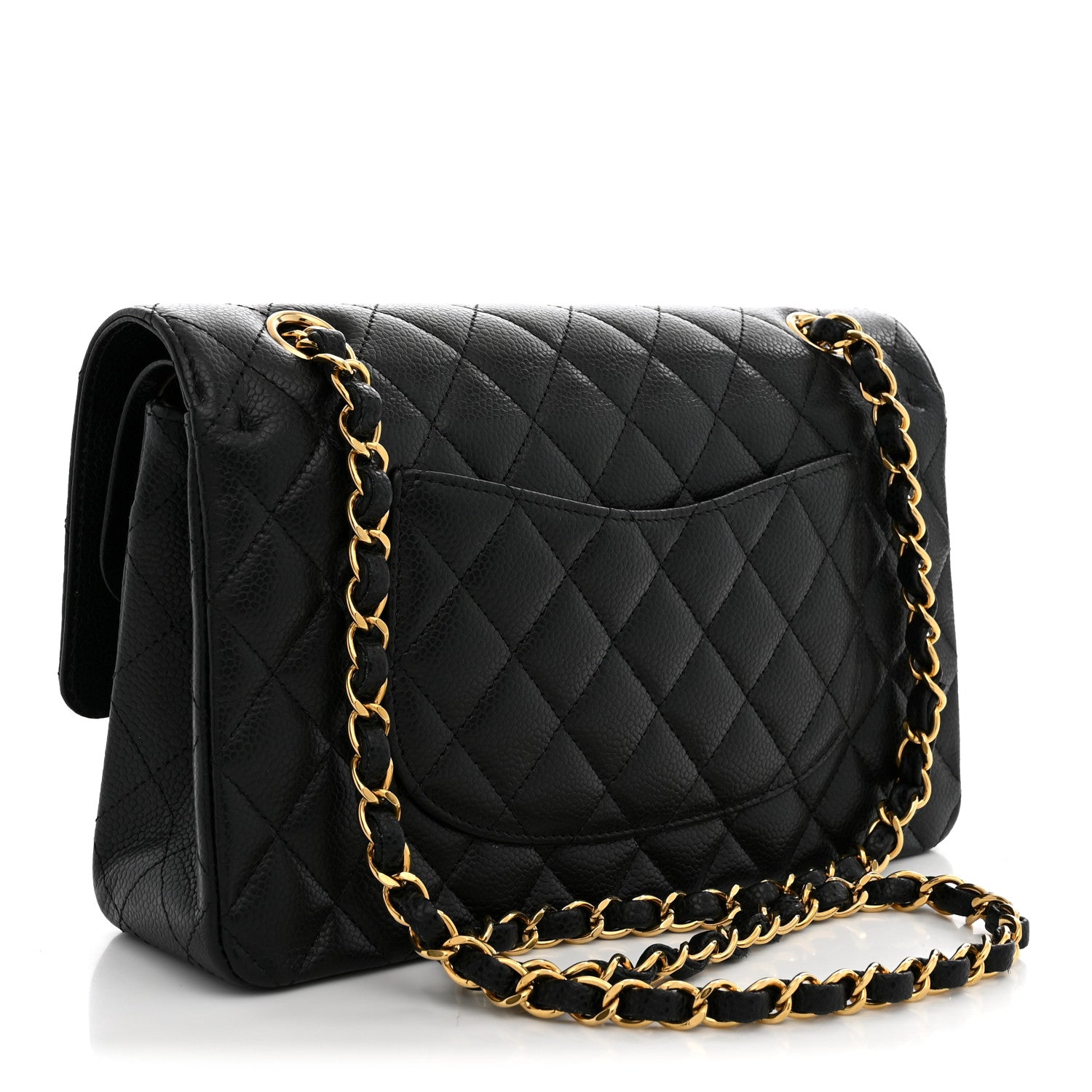 Caviar Quilted Medium Double Flap Black — view 3