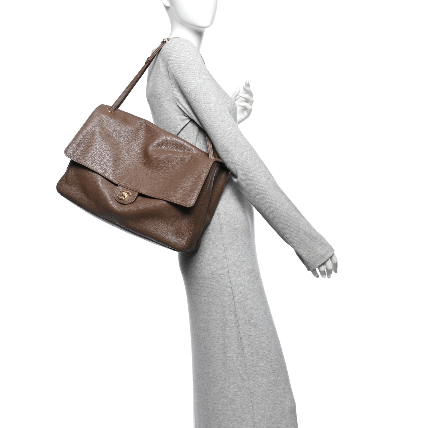 Grained Calfskin Souplissimo Maxi Flap Light Brown — view 2