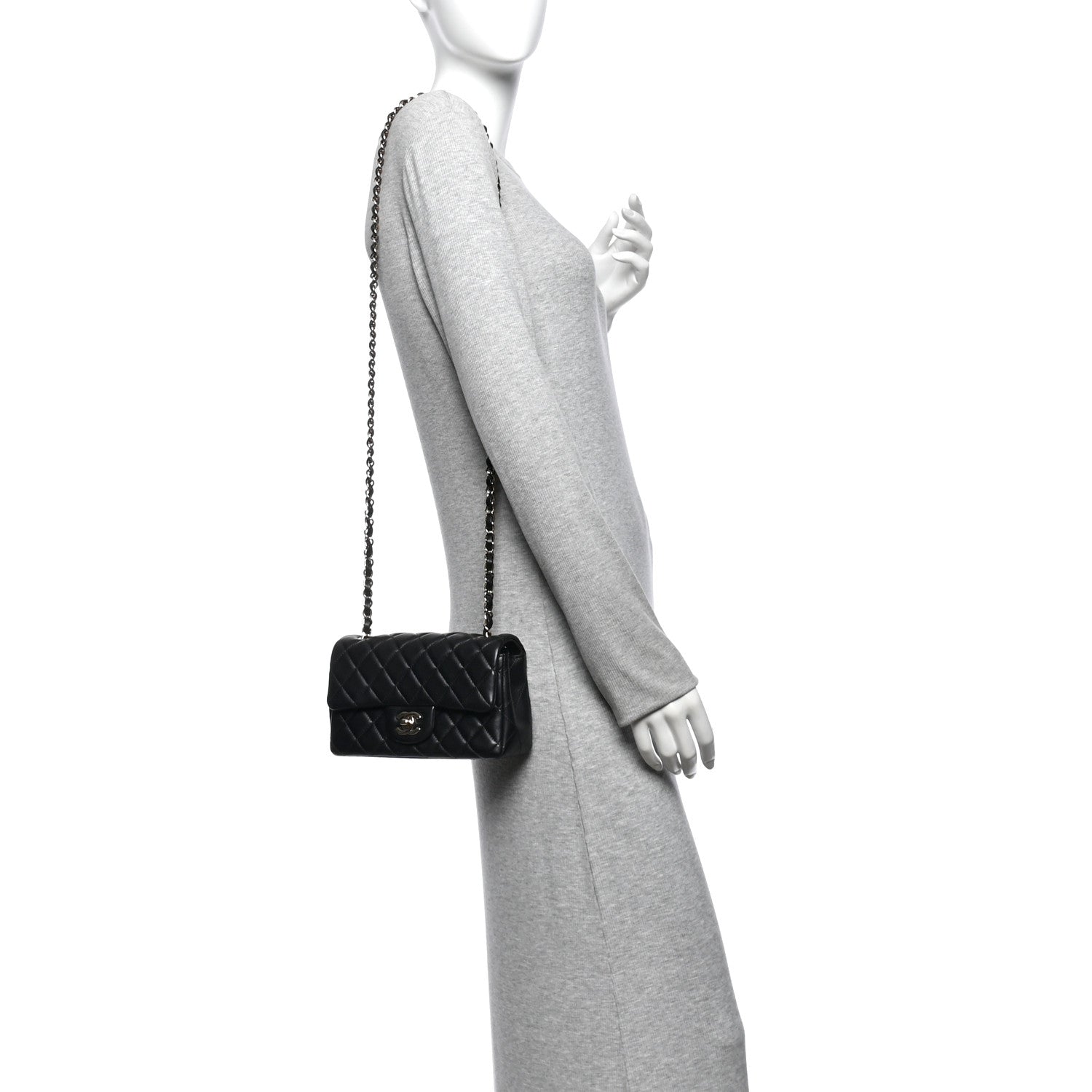 Lambskin Quilted Mini Rectangular Flap Black — view 2