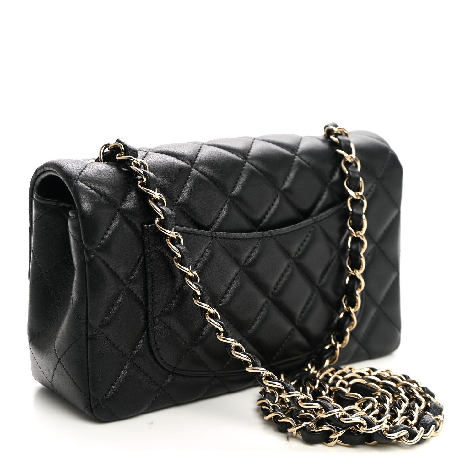 Lambskin Quilted Mini Rectangular Flap Black — view 3