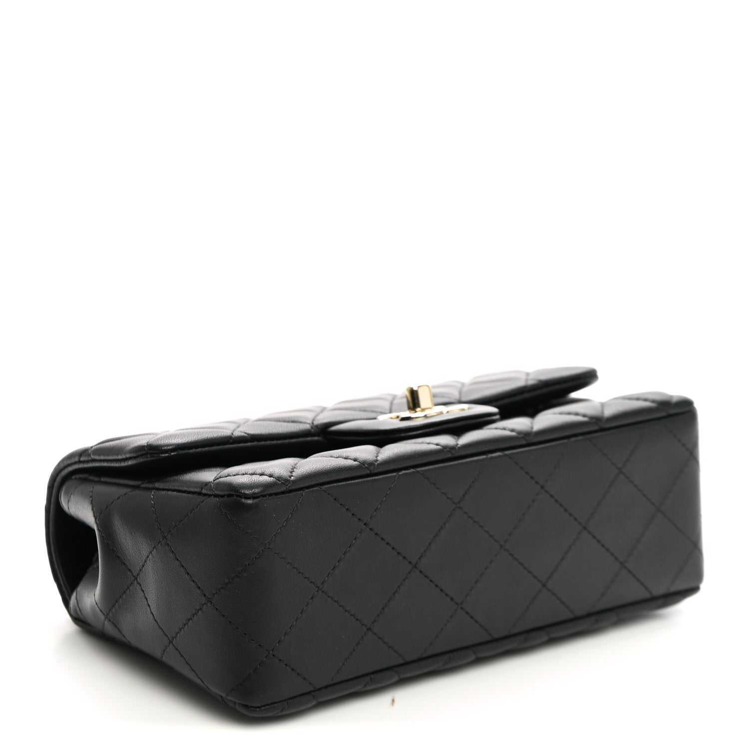Lambskin Quilted Mini Rectangular Flap Black — view 4