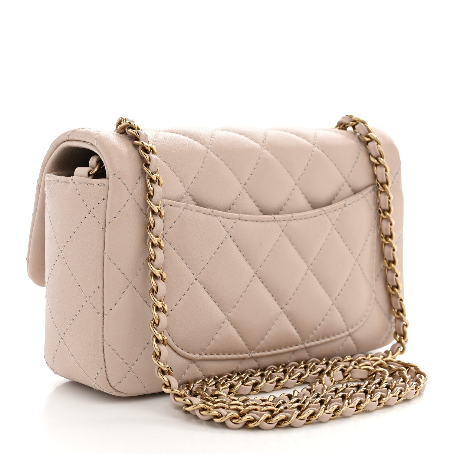 Lambskin Quilted Mini Rectangular Flap Pink — view 3