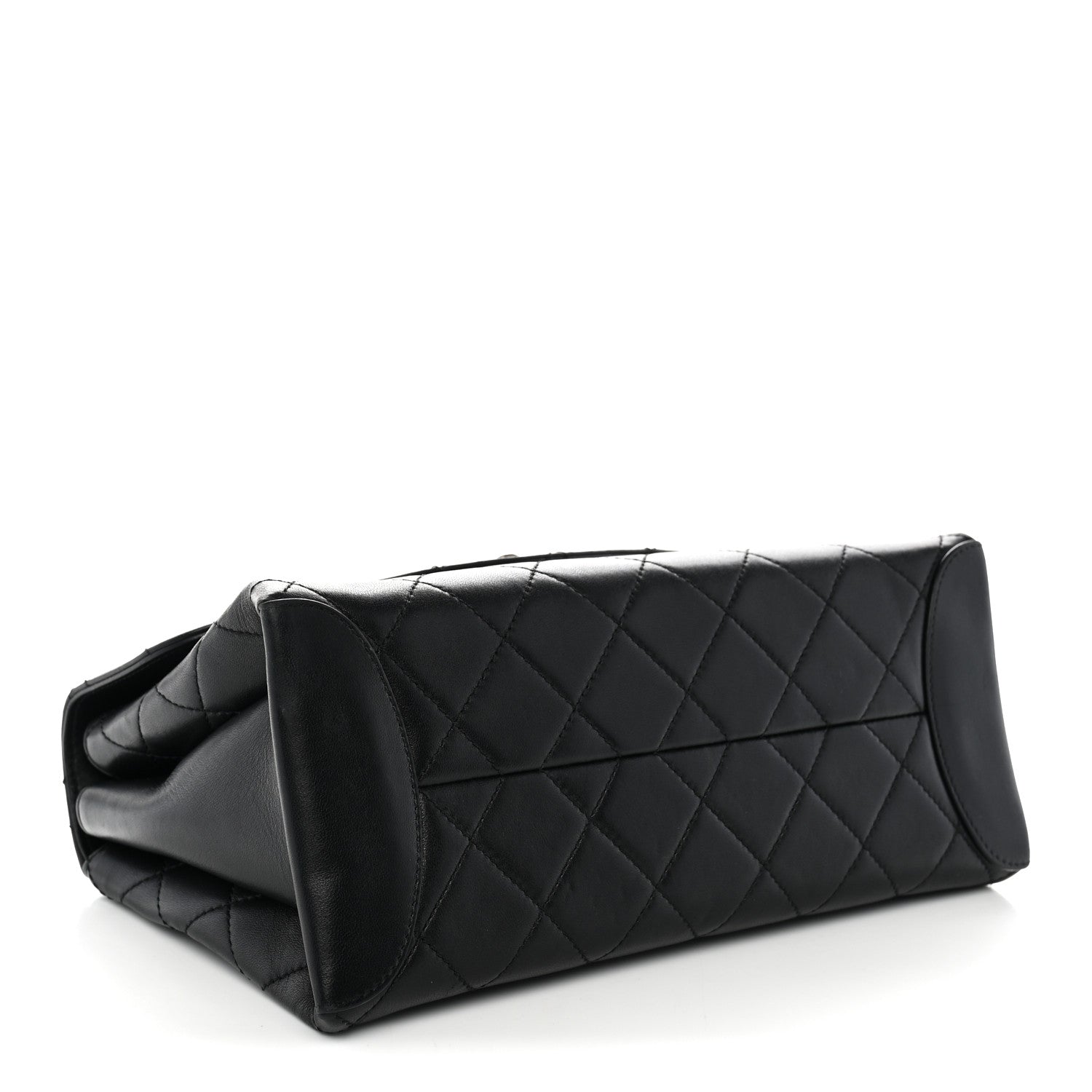 Lambskin Quilted Large Trendy Spirit Top Handle Bag Black — view 4