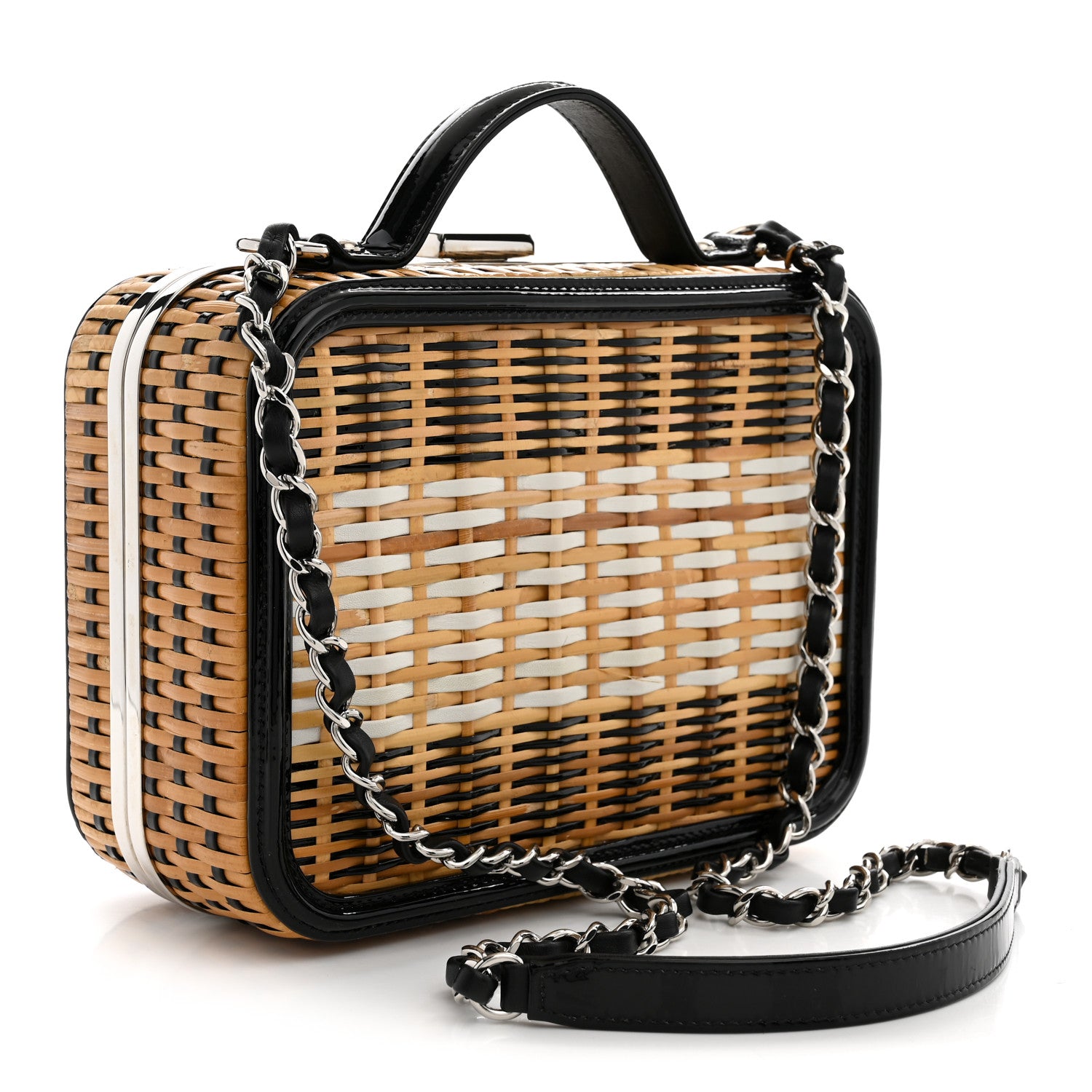 Raffia Patent Medium CC Filigree Vanity Case Black — view 3