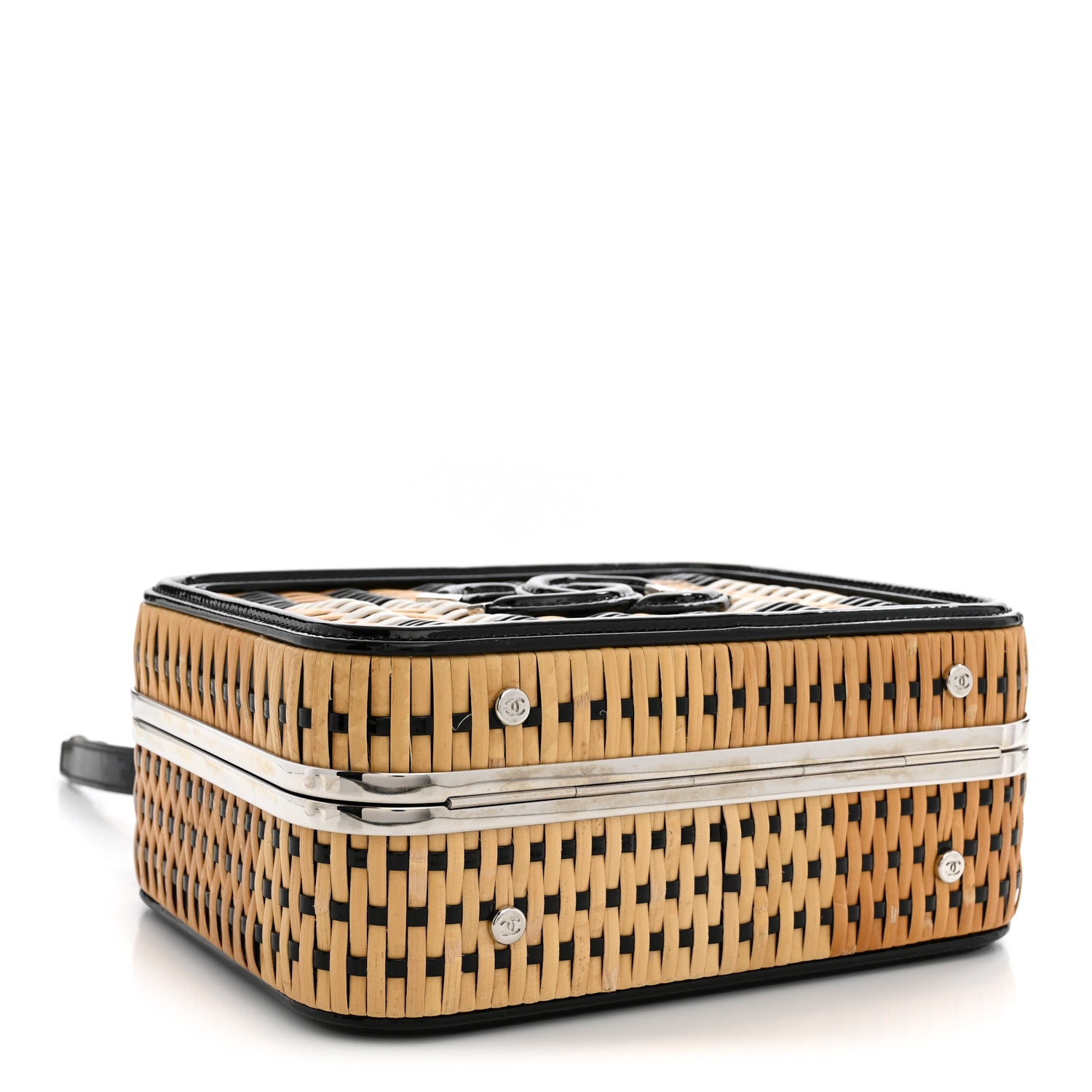 Raffia Patent Medium CC Filigree Vanity Case Black — view 4