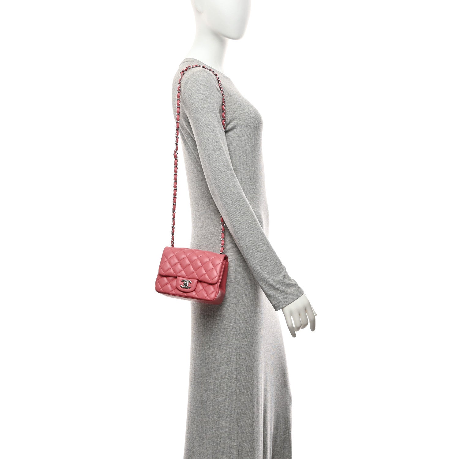 Lambskin Quilted Mini Square Flap Pink — view 2