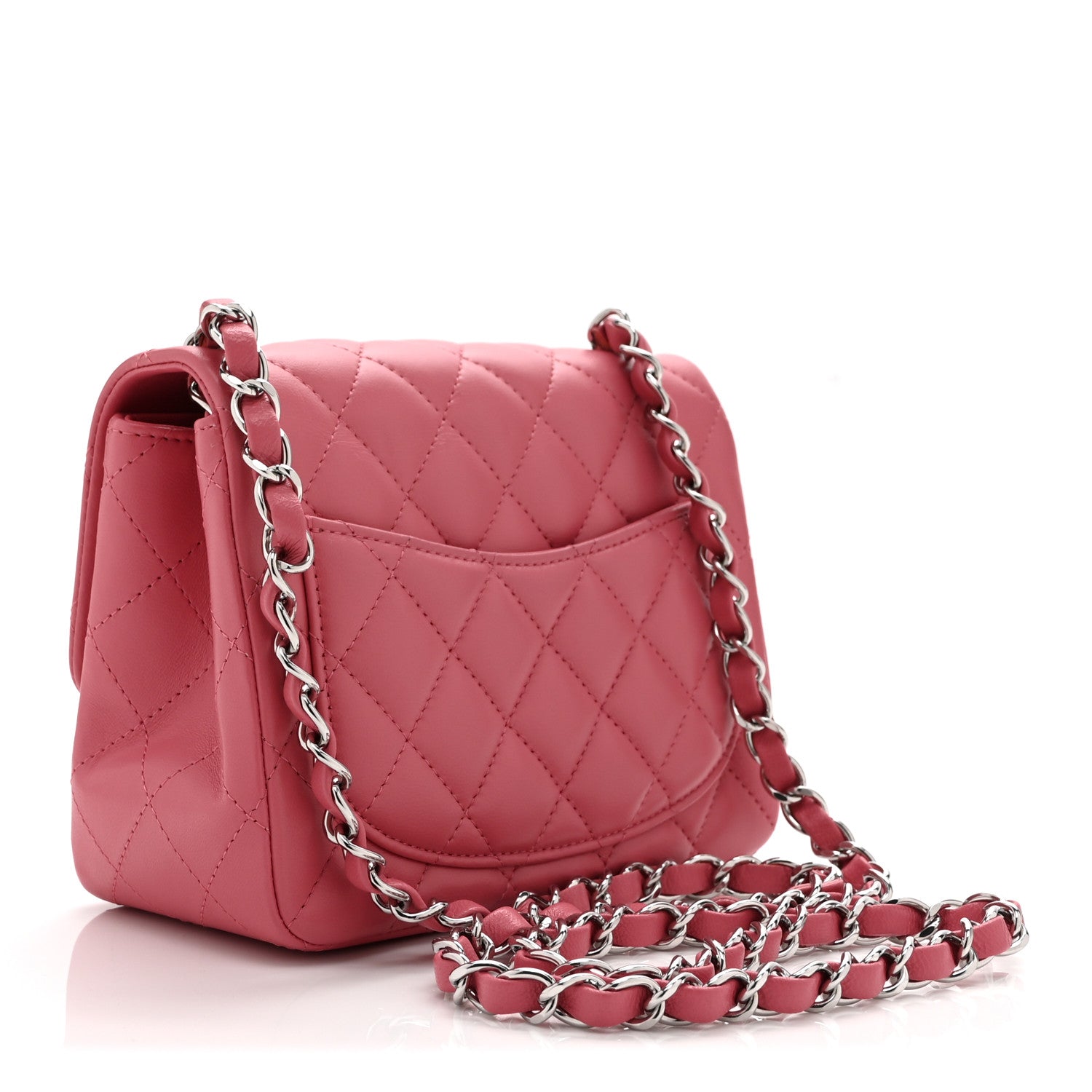 Lambskin Quilted Mini Square Flap Pink — view 3