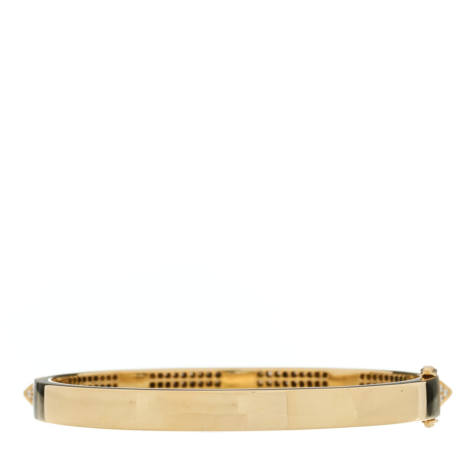 18K Rose Gold Diamond Spikes Oval Bangle Bracelet — view 2