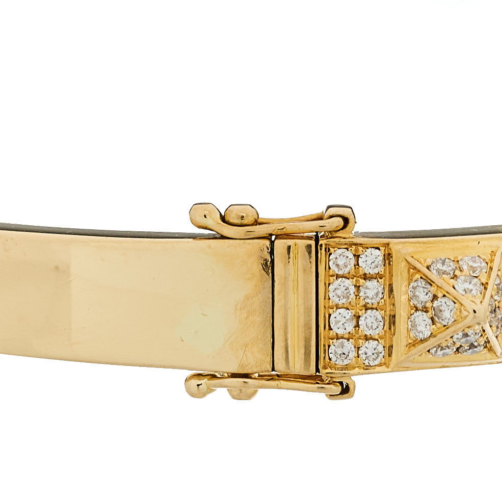 18K Rose Gold Diamond Spikes Oval Bangle Bracelet — view 3