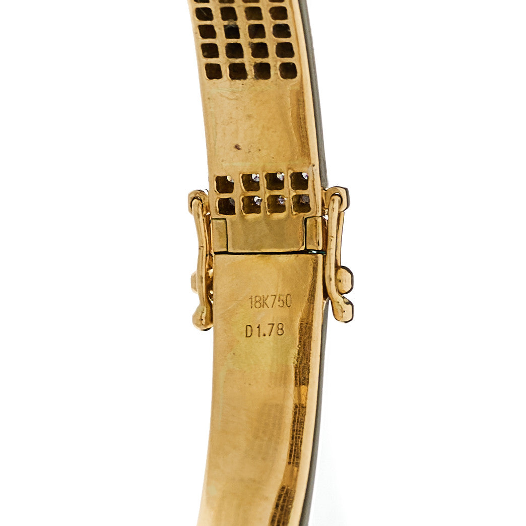18K Rose Gold Diamond Spikes Oval Bangle Bracelet — view 4