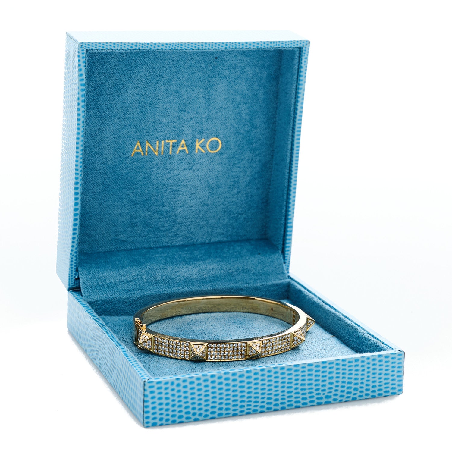 18K Rose Gold Diamond Spikes Oval Bangle Bracelet — view 5