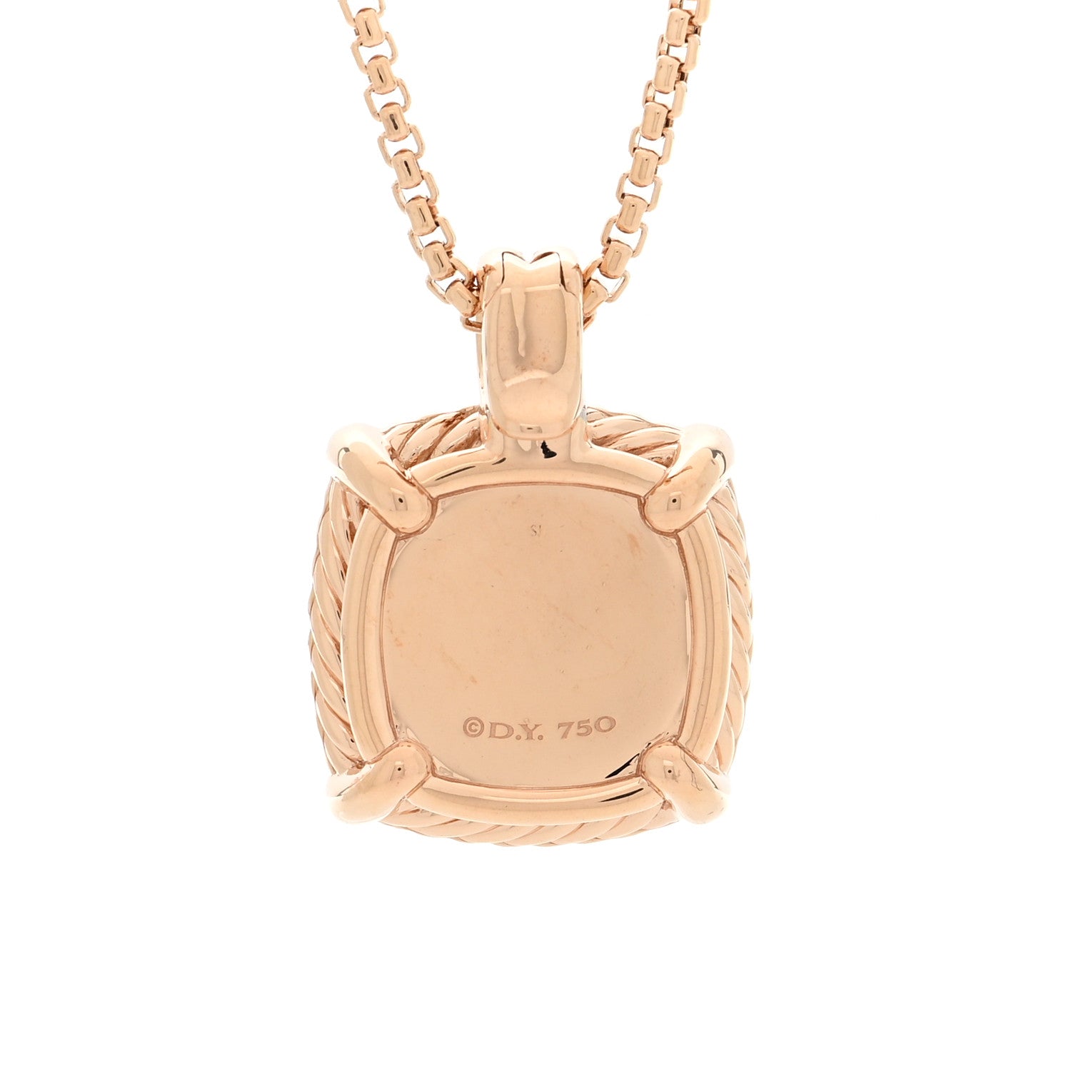 18K Rose Gold Diamond Morganite 14mm Chatelaine Pave Bezel Pendant Necklace — view 5
