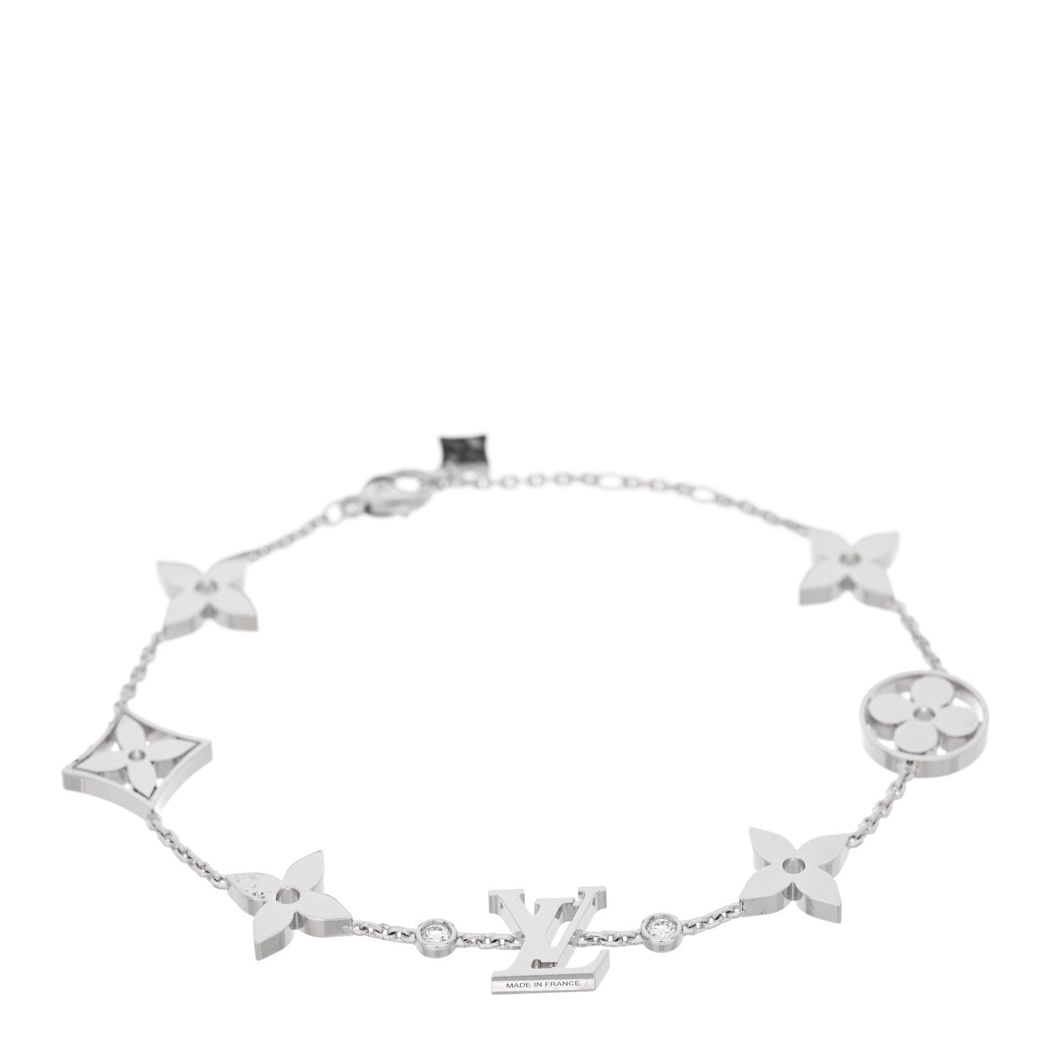 18K White Gold Diamond Idylle Blossom Monogram Bracelet