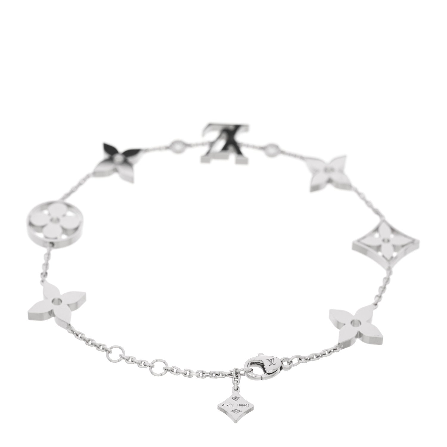 18K White Gold Diamond Idylle Blossom Monogram Bracelet — view 2