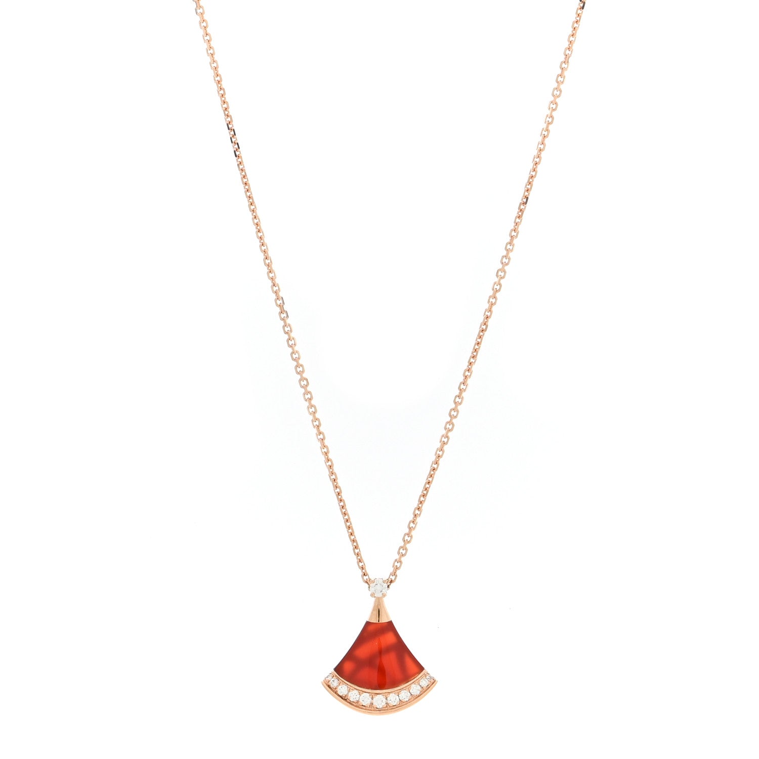 18K Rose Gold Diamond Carnelian Divas' Dream Pave Pendant Necklace