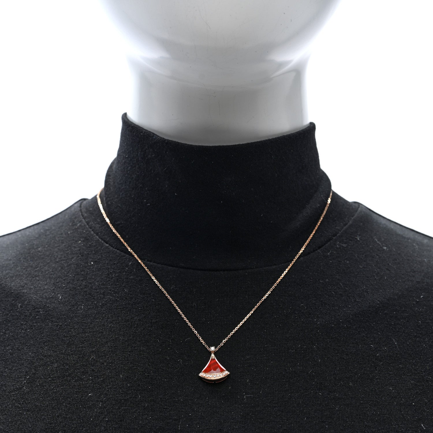 18K Rose Gold Diamond Carnelian Divas' Dream Pave Pendant Necklace — view 2
