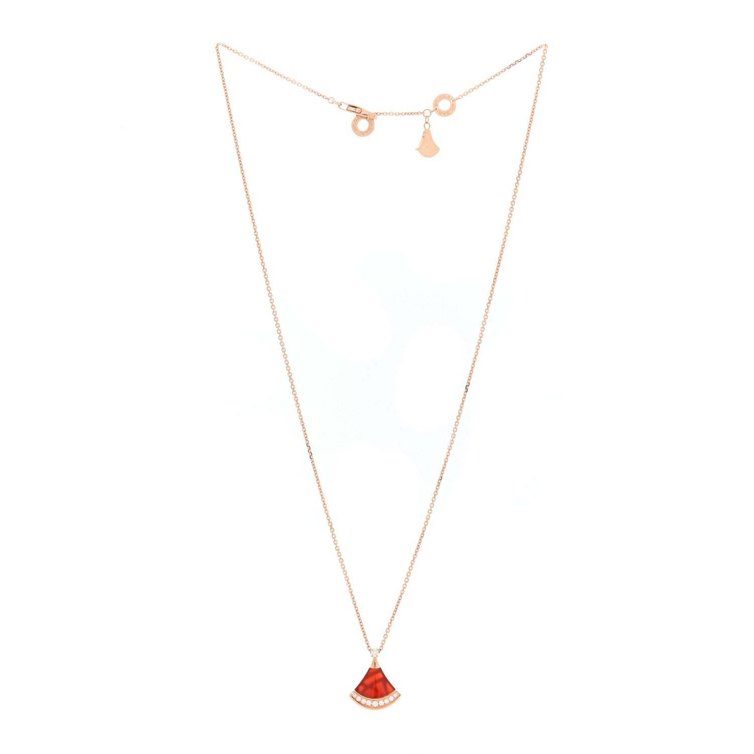 18K Rose Gold Diamond Carnelian Divas' Dream Pave Pendant Necklace — view 3