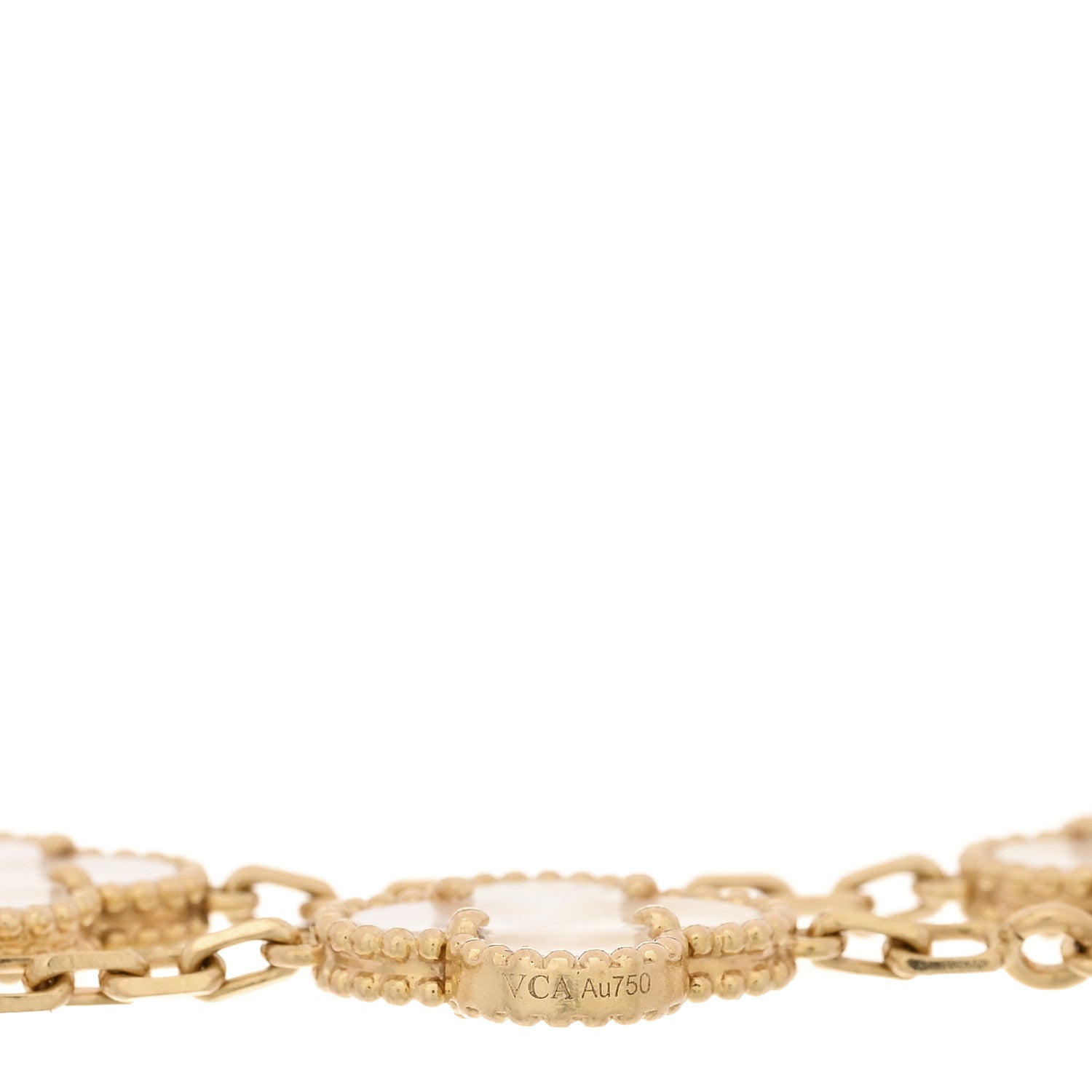 18K Yellow Gold Mother of Pearl 5 Motifs Vintage Alhambra Bracelet — view 3