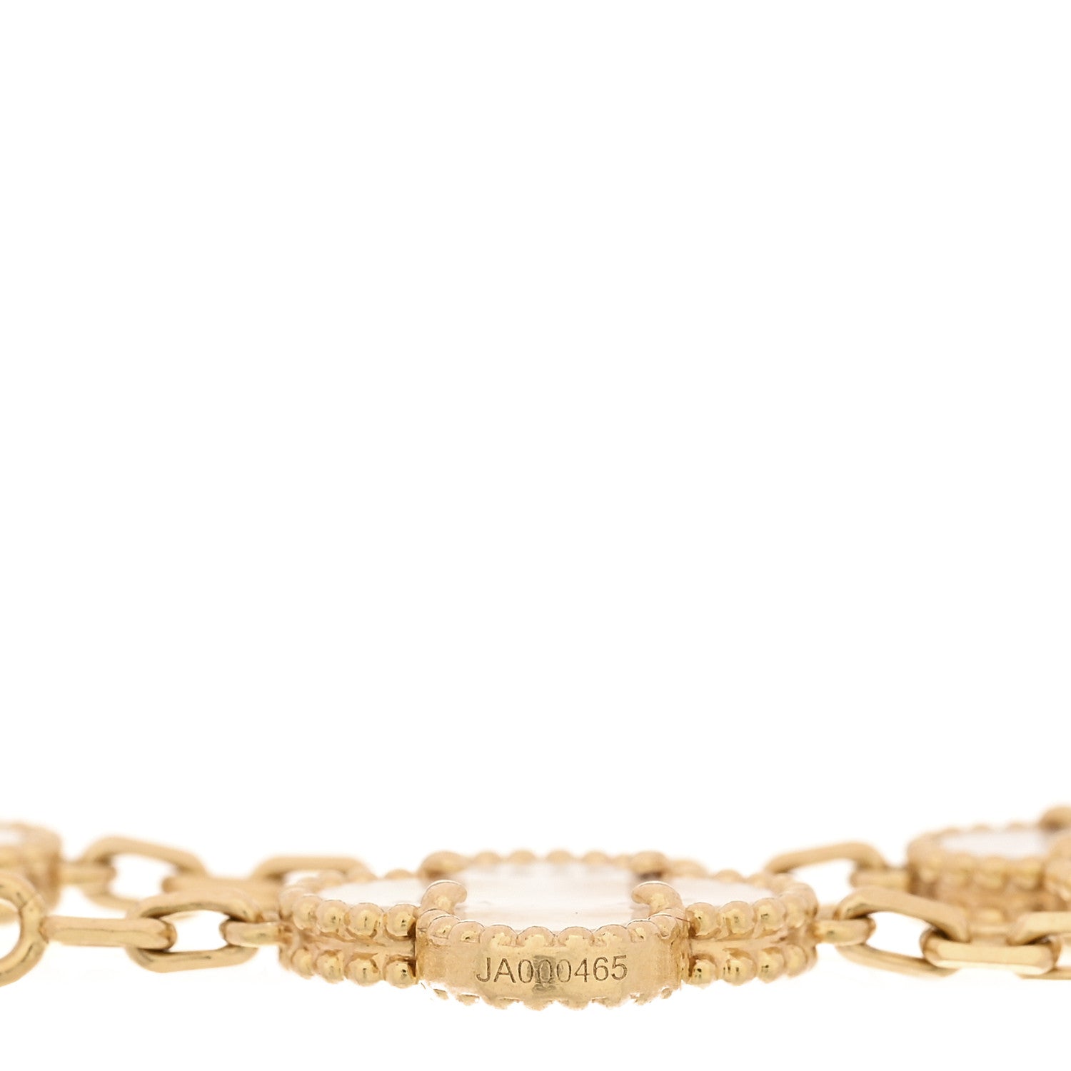 18K Yellow Gold Mother of Pearl 5 Motifs Vintage Alhambra Bracelet — view 4
