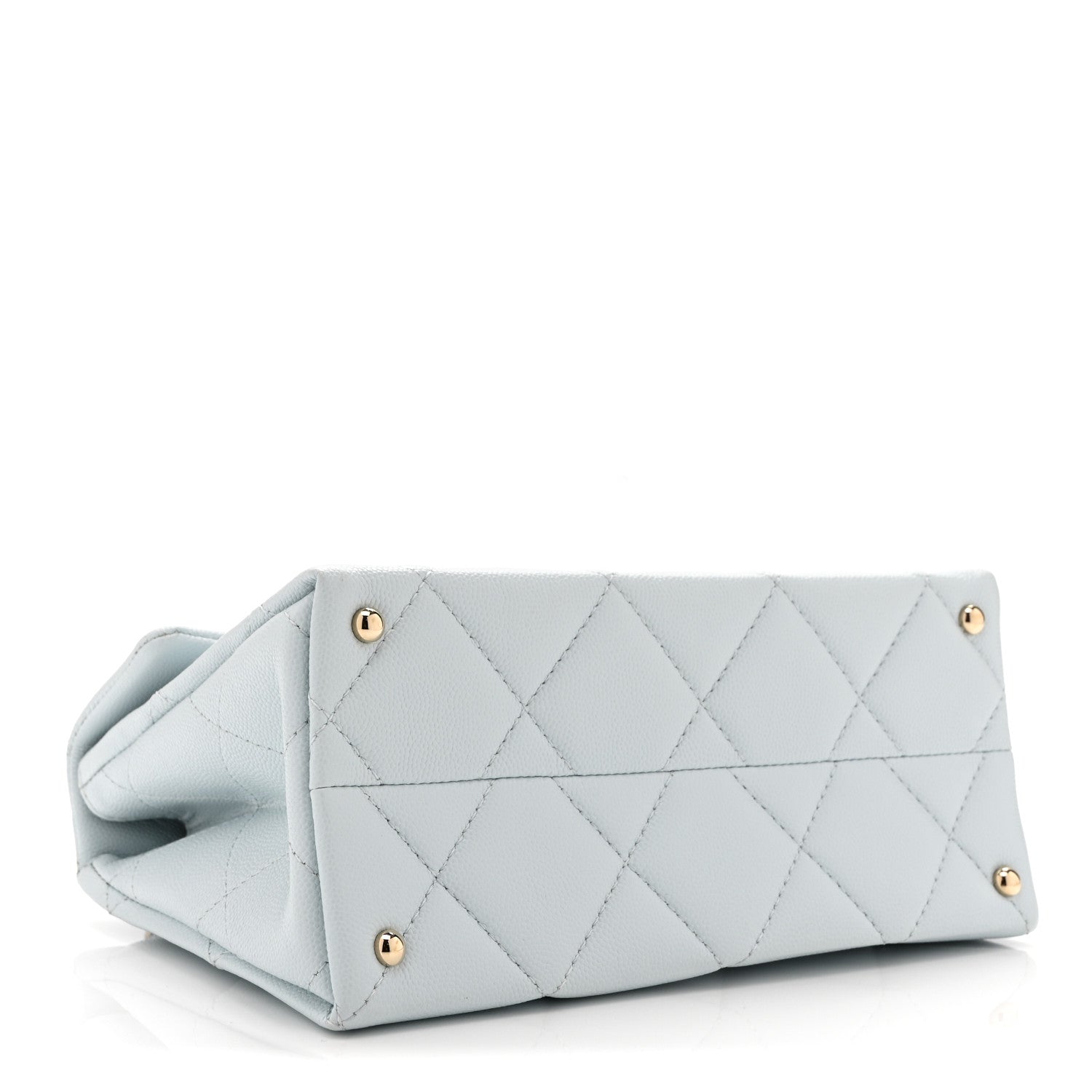 Caviar Quilted Mini Retro Twist Top Handle Flap Light Blue — view 4