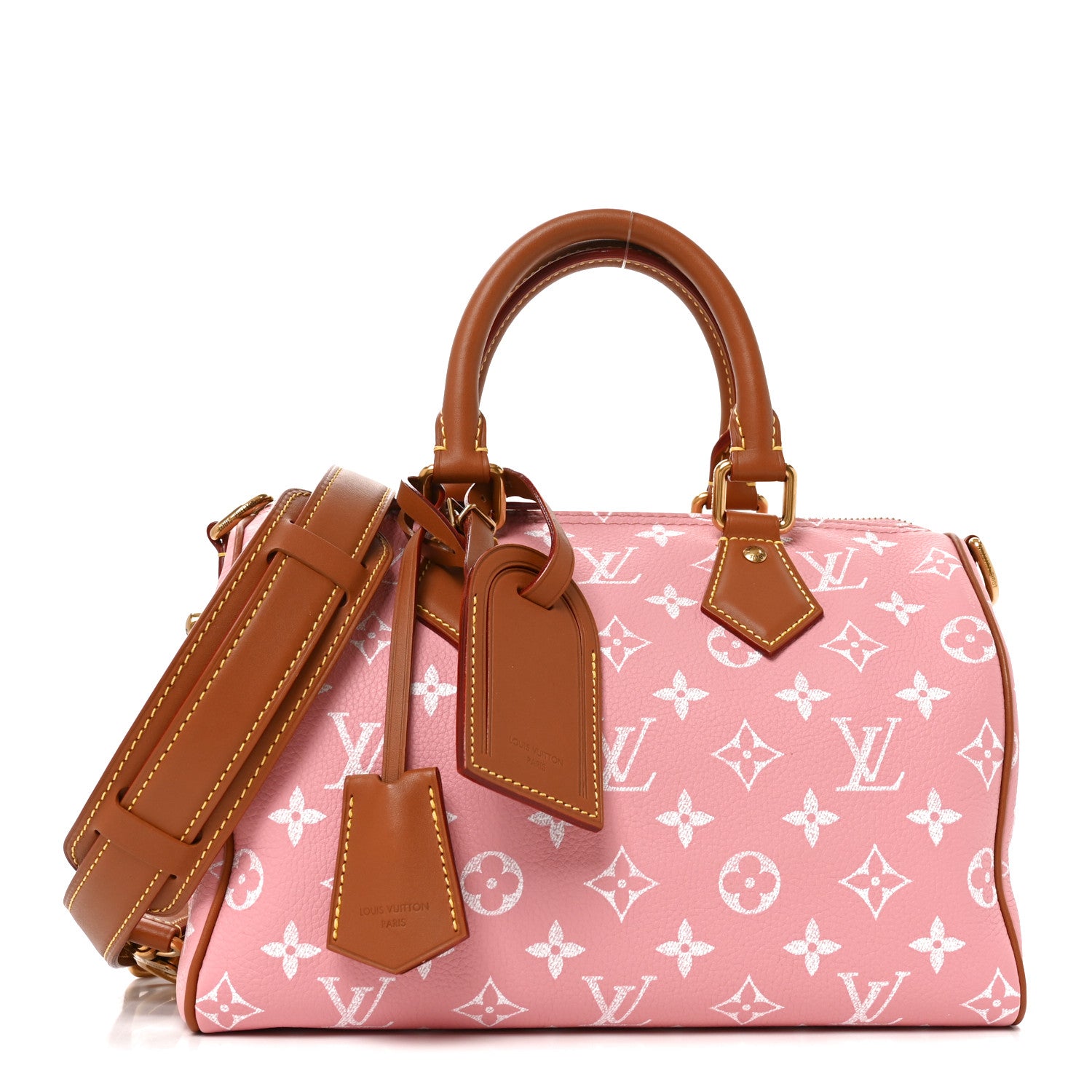 Calfskin Monogram Speedy P9 Bandouliere 25 Pink Sakura
