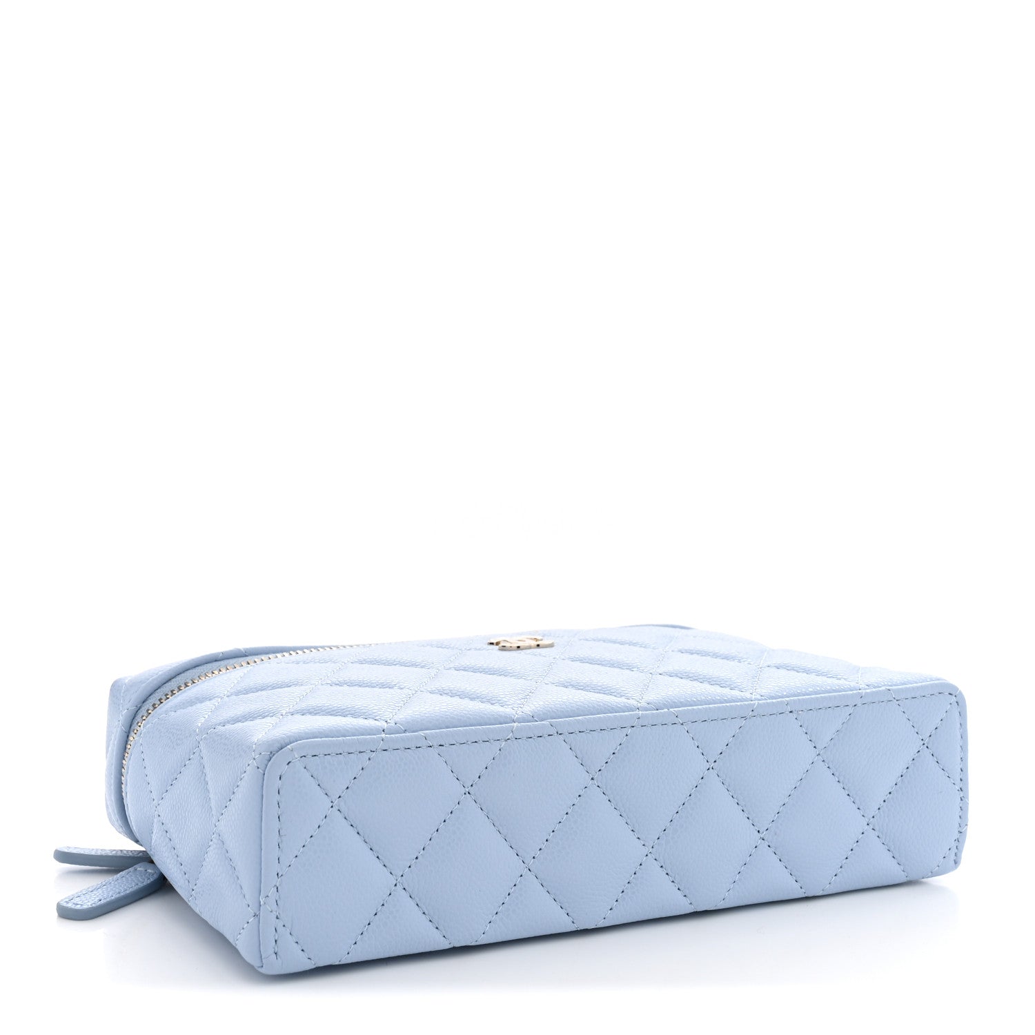 Caviar Quilted Top Handle Slim Vanity With Chain Light Blue — view 4