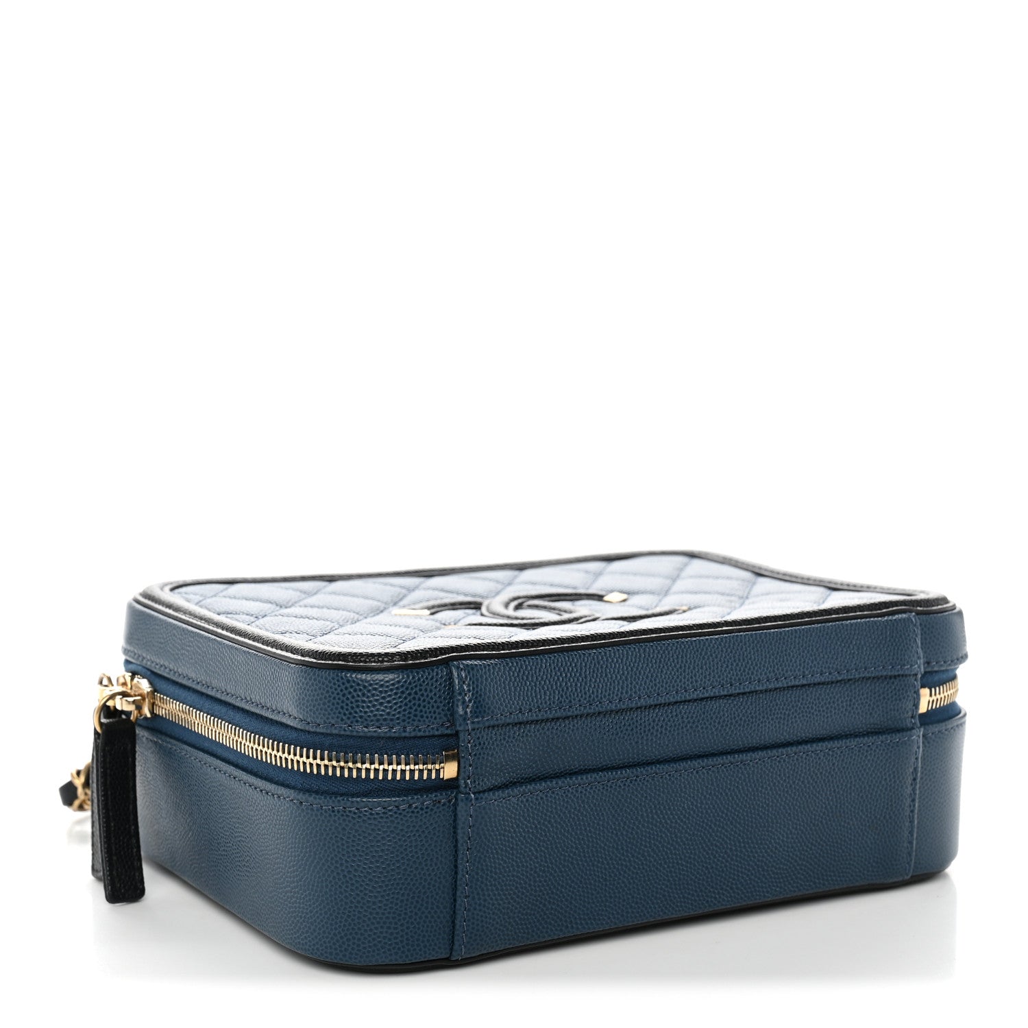 Caviar Quilted Medium CC Filigree Vanity Case Navy Black — view 4