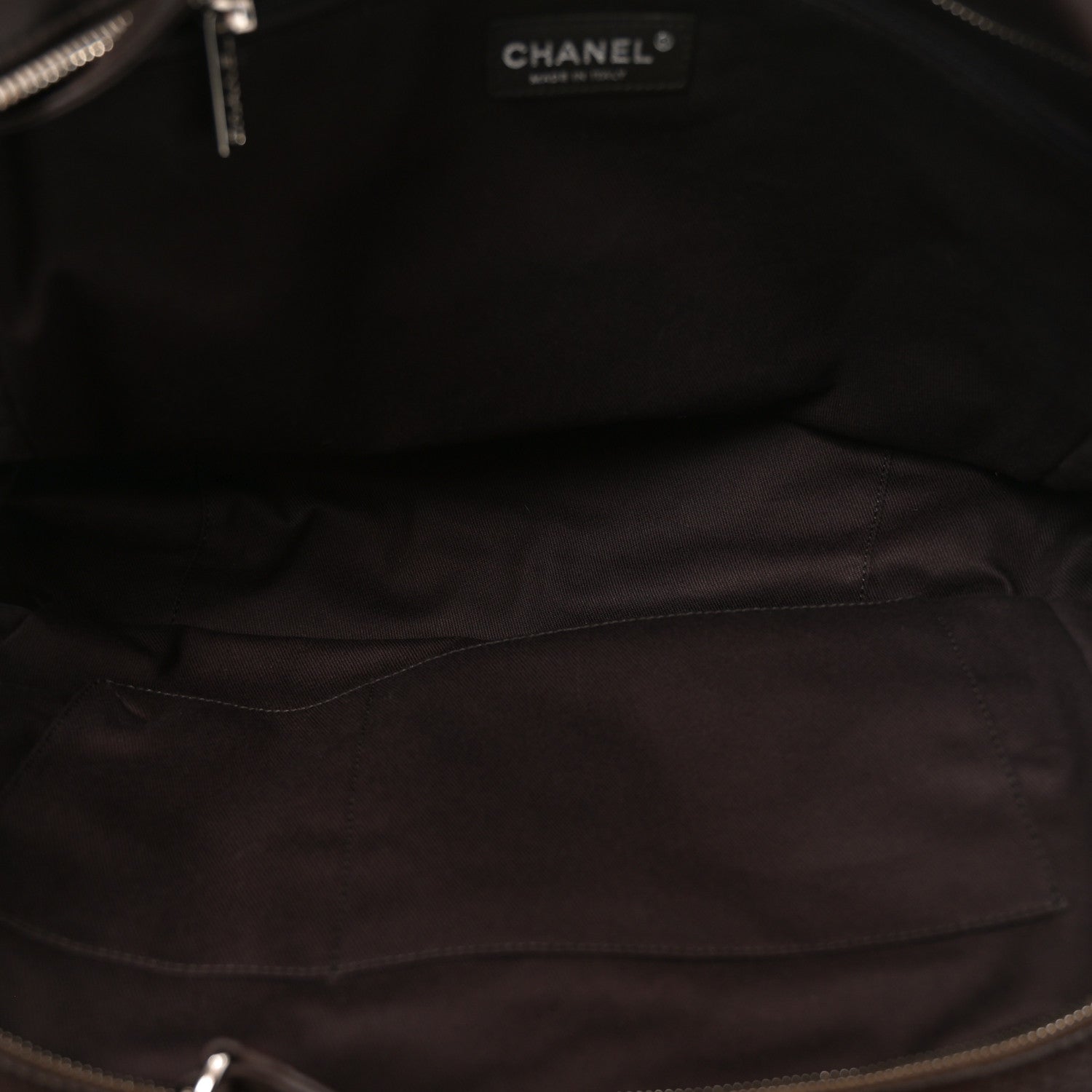 Lambskin Quilted Travel Flap Tote Dark Brown — view 5