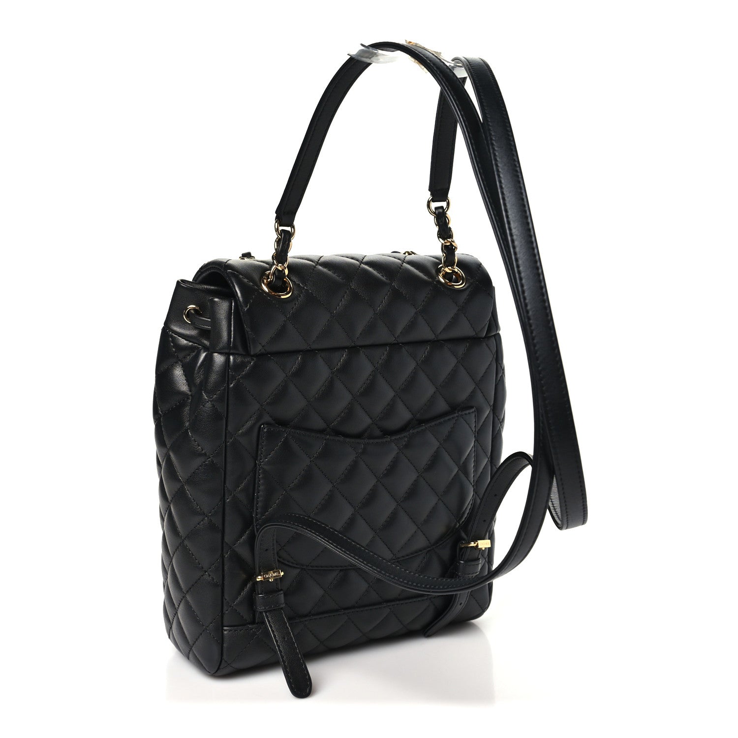 Calfskin Quilted Small Urban Spirit Backpack Black — view 3