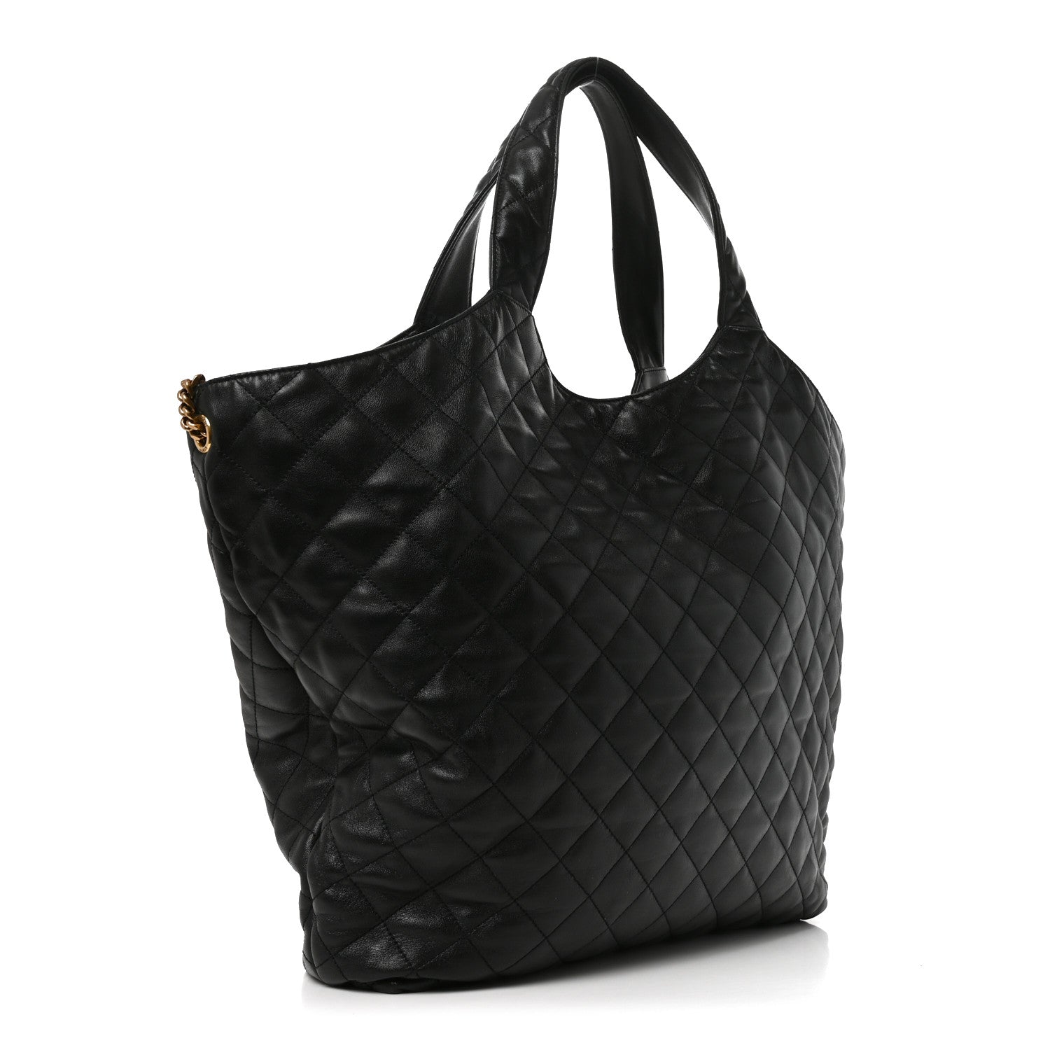 Lambskin Quilted Maxi Icare Shopping Tote Black — view 3