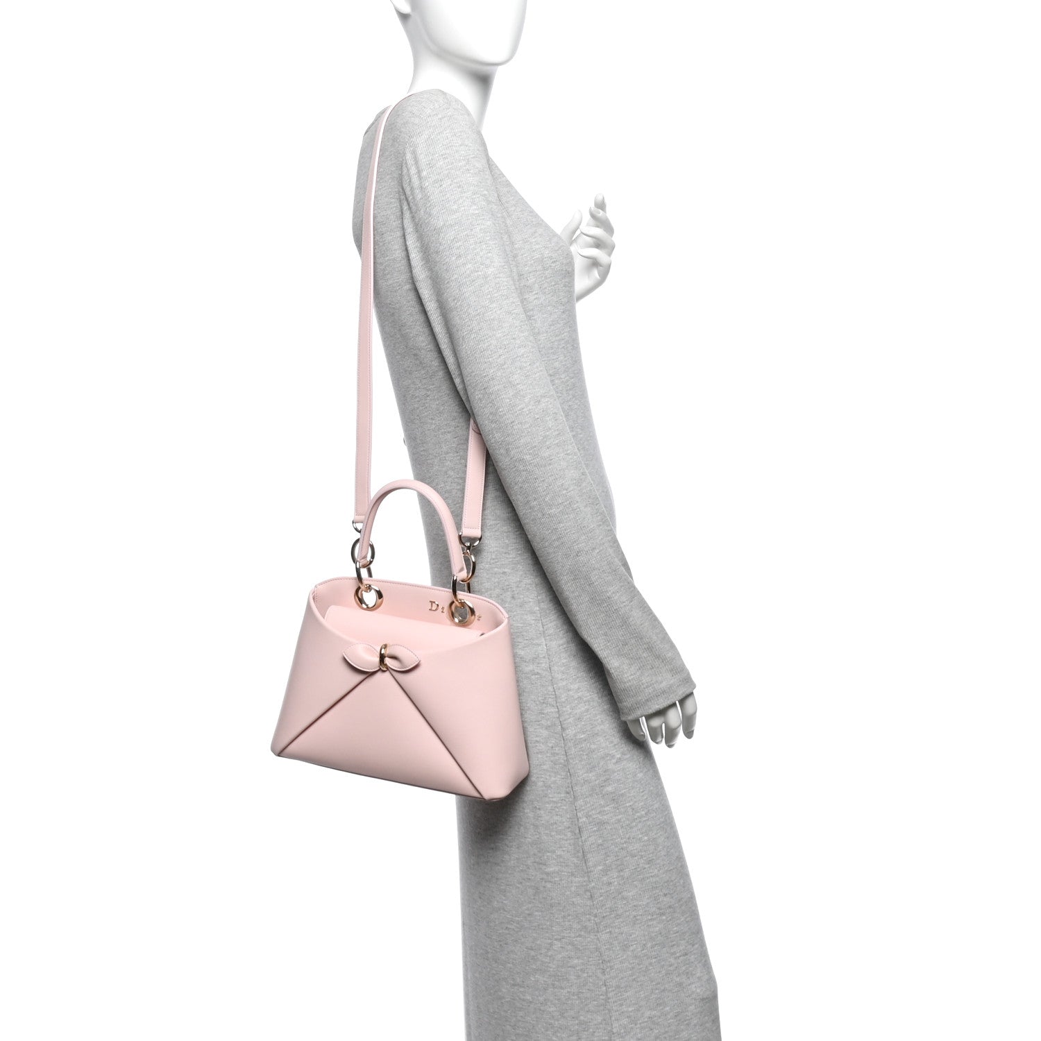 Shiny Smooth Calfskin Small Cigale Bag Rose Songe — view 2