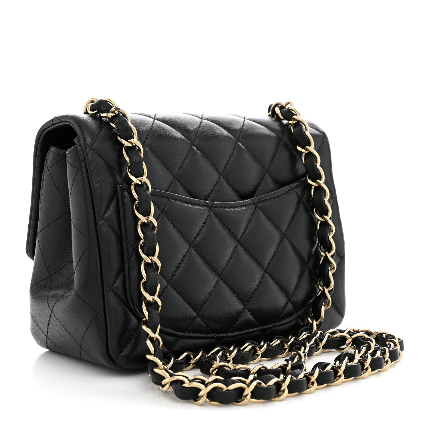 Lambskin Quilted Mini Square Flap Black — view 3