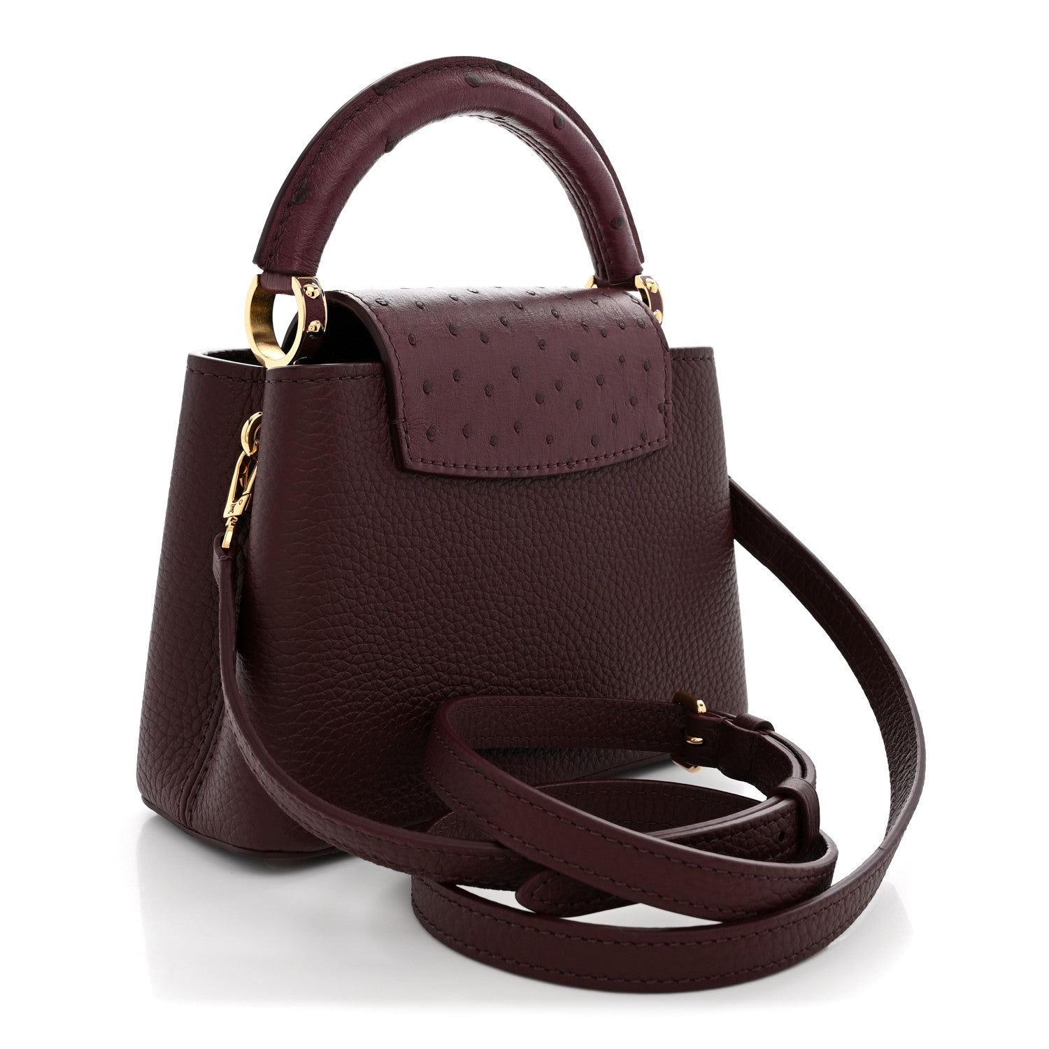 Taurillon Ostrich Mini Capucines Bordeaux — view 3