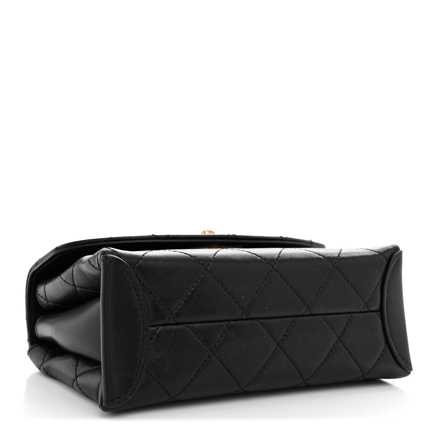 Lambskin Quilted Small Trendy Spirit Top Handle Bag Black — view 4