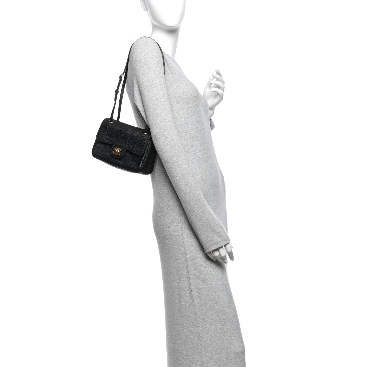 Grained Calfskin Mini Souplissimo Maxi Flap Black — view 2